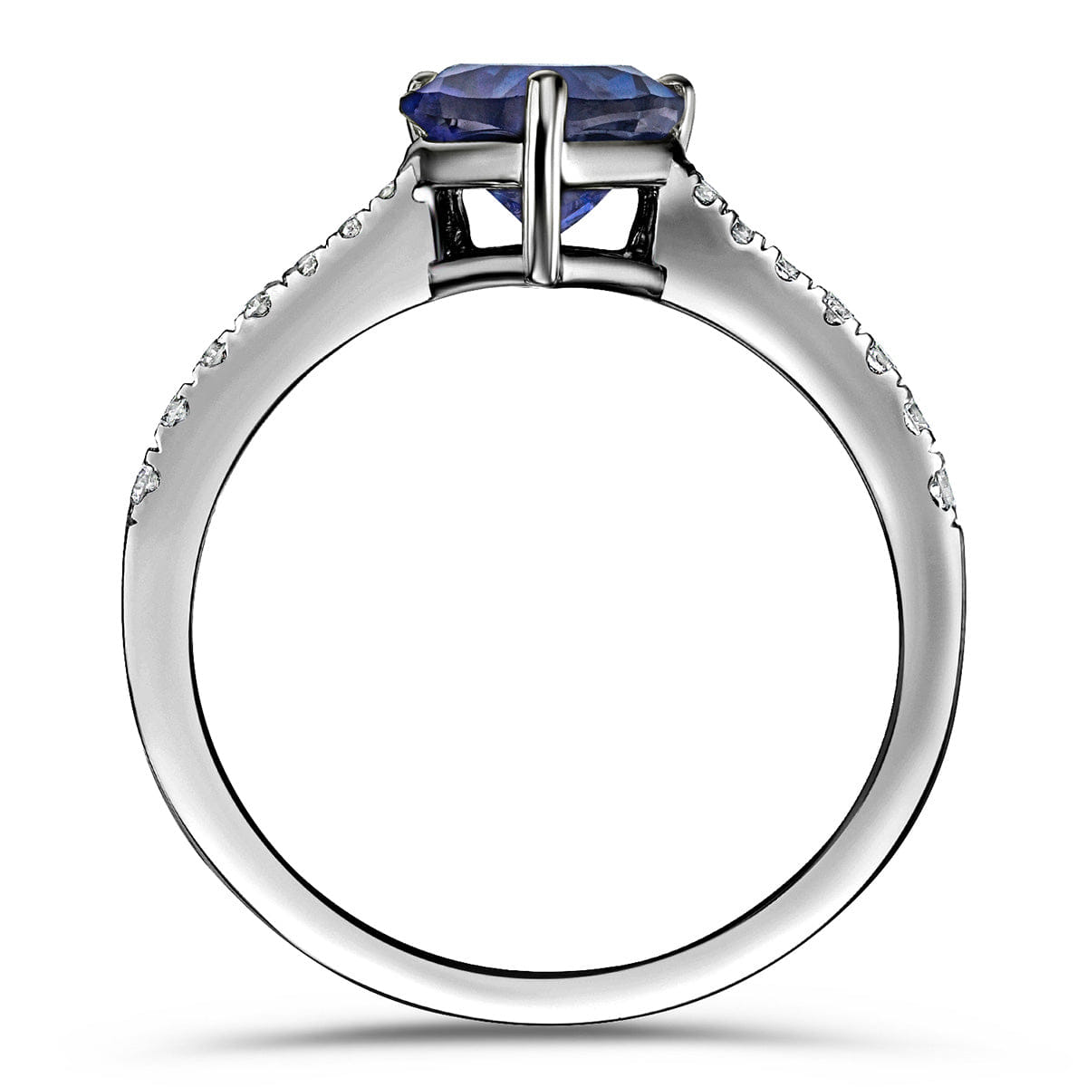 Diamond Astra 3.10ct Lab Sapphire and Diamond Shoulder Set Pear Cut Ring in Silver