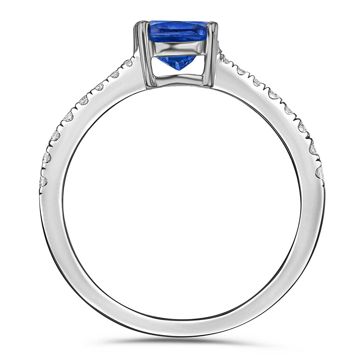 Diamond Astra 2.30ct Lab Sapphire and Diamond Shoulder Set Cushion Cut Ring in Silver