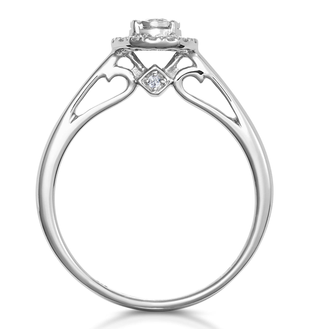 Diamond Masami Lab Diamond Engagement Ring 0.20ct Pave Set Halo in 925 Sterling Silver