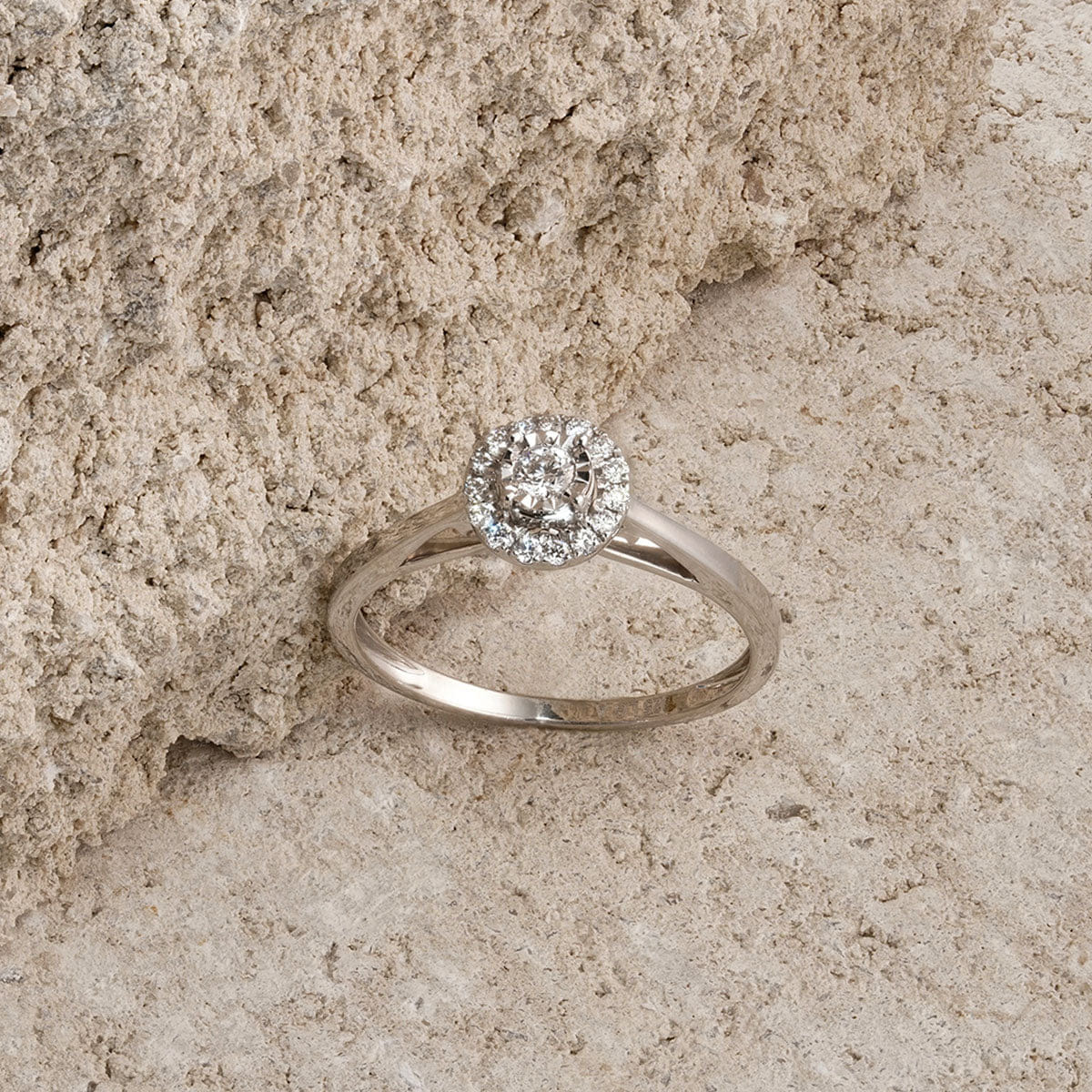 Diamond Masami Lab Diamond Engagement Ring 0.20ct Pave Set Halo in 925 Sterling Silver