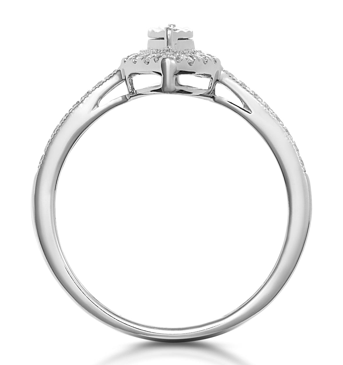 Diamond Masami Marquise Lab Diamond Engagement Ring Halo Pave Set in 925 Sterling Silver