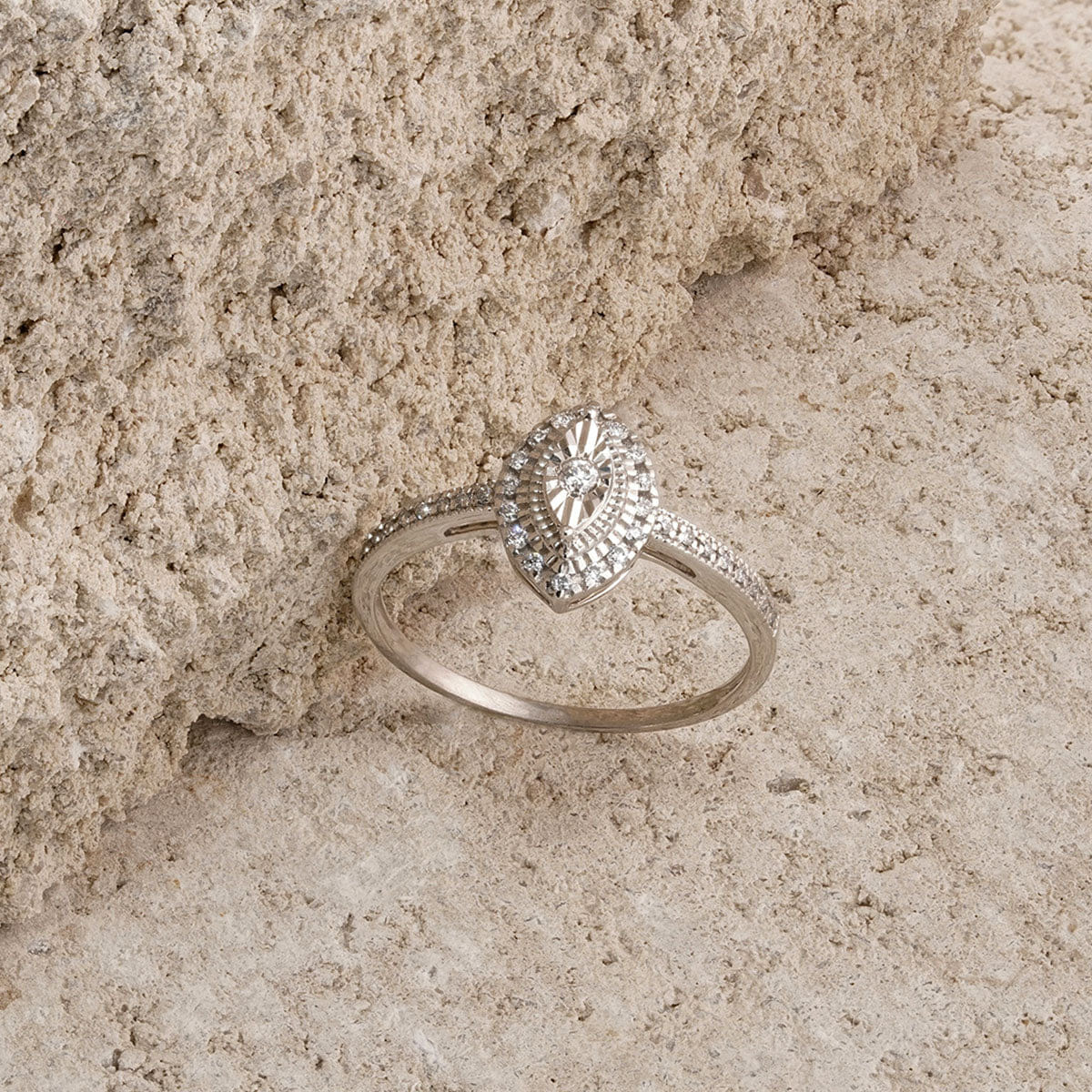 Diamond Masami Marquise Lab Diamond Engagement Ring Halo Pave Set in 925 Sterling Silver