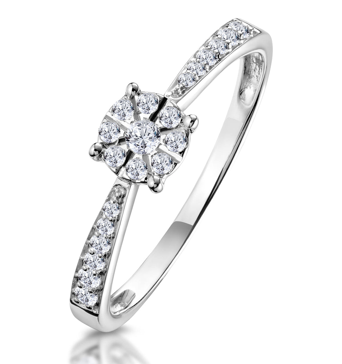 Diamond Masami Lab Diamond Engagement Ring 0.20ct Pave Set in 925 Sterling Silver
