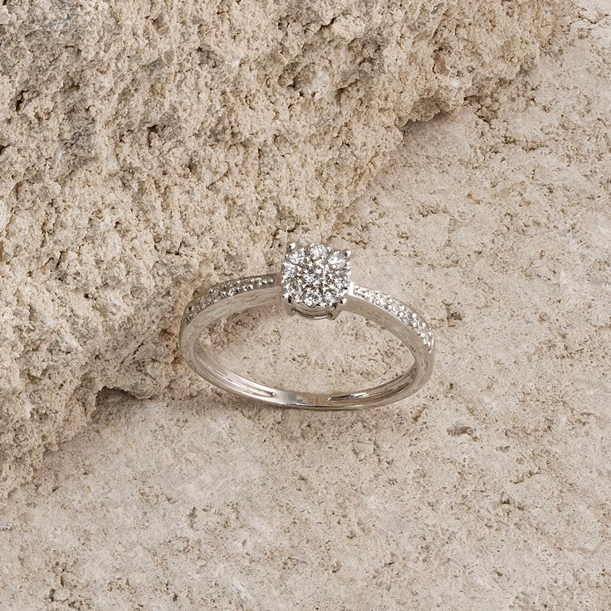 Diamond Masami Lab Diamond Engagement Ring 0.20ct Pave Set in 925 Sterling Silver