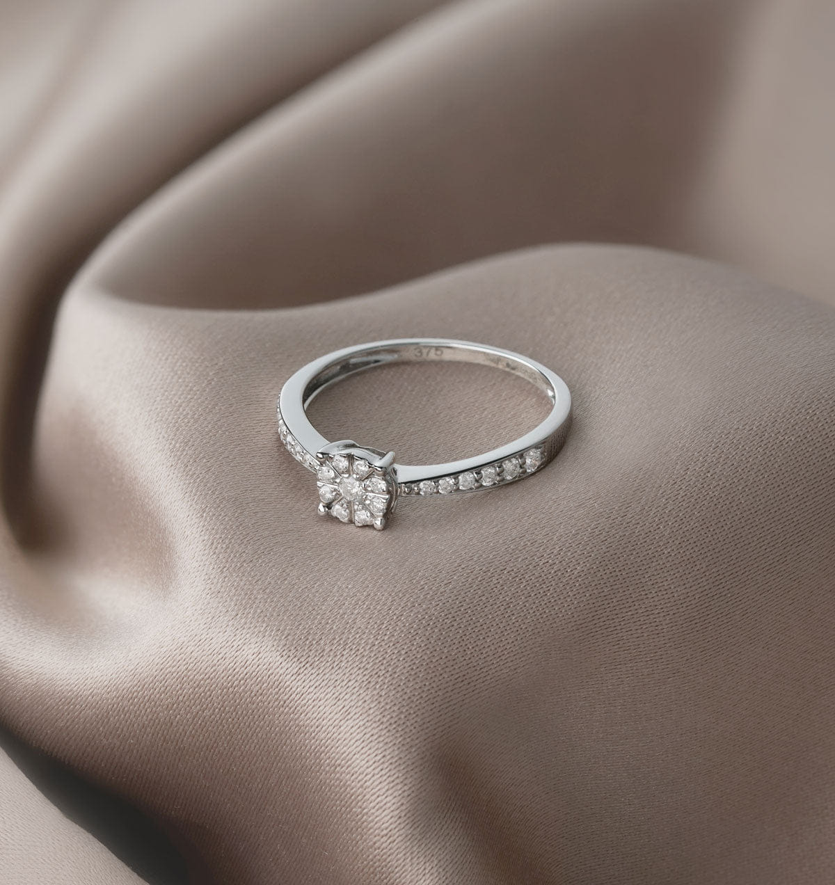 Diamond Masami Lab Diamond Engagement Ring 0.20ct Pave Set in 925 Sterling Silver