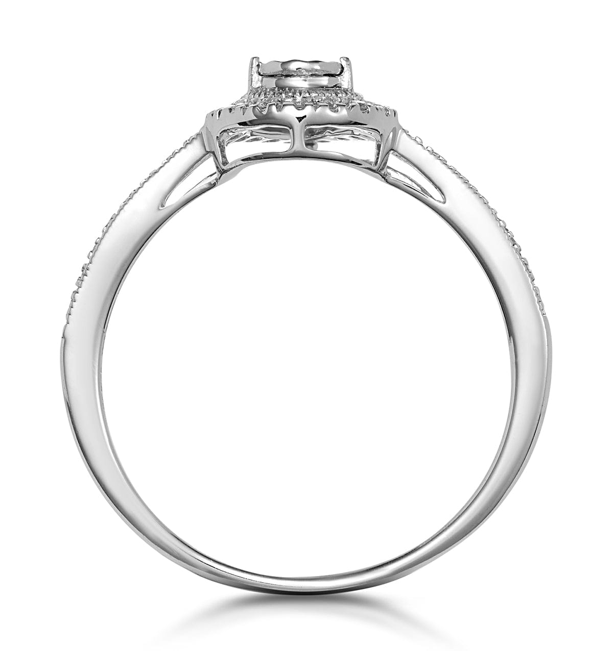 Diamond Masami Pear Shaped Pave Lab Diamond Engagement Ring 0.15ct 925 Sterling Silver