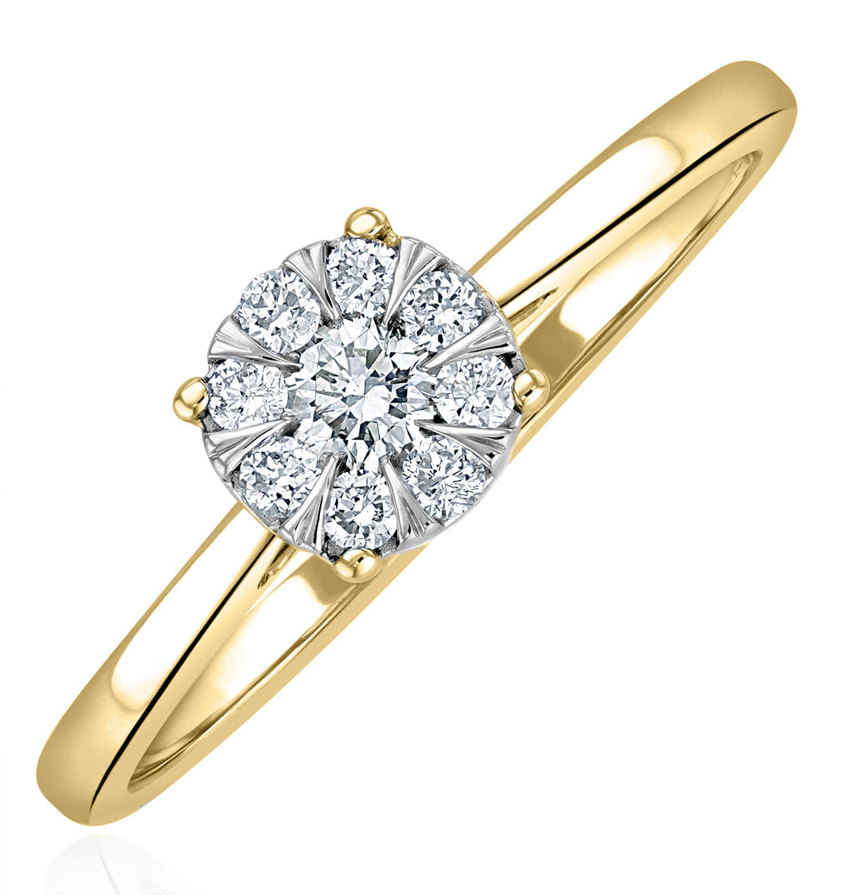 Solitaire 0.25ct Lab Diamond Cluster Solitaire Ring H/Si in 18K Gold Vermeil