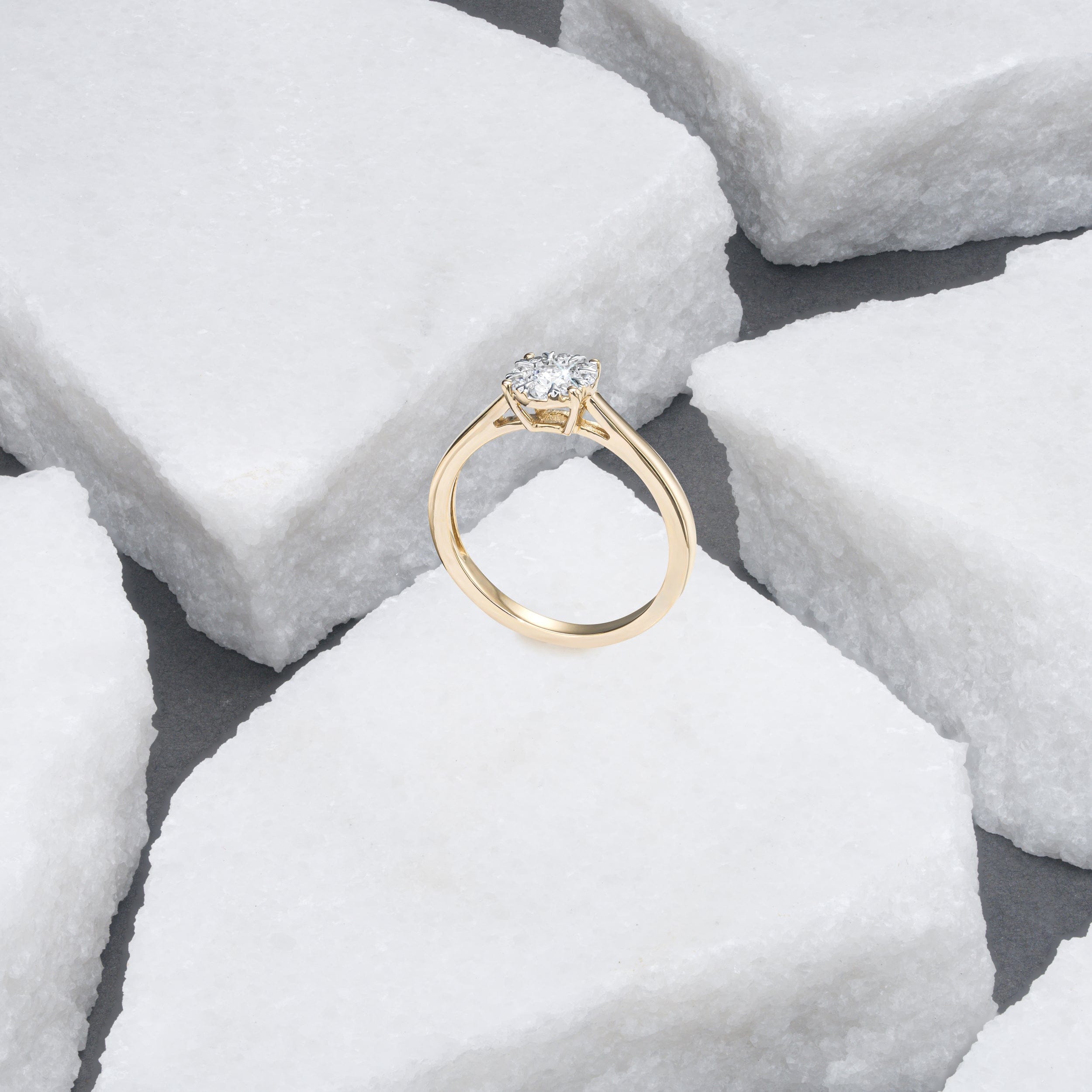 Solitaire 0.25ct Lab Diamond Cluster Solitaire Ring H/Si in 18K Gold Vermeil