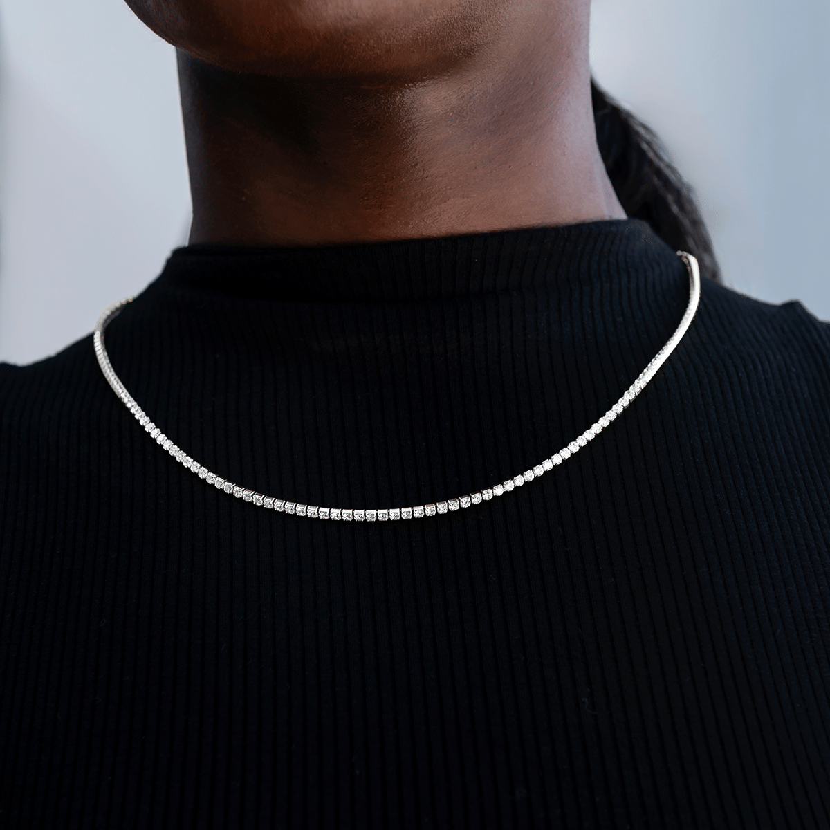GLD PROMO SETS - WOMEN Micro Tennis Necklace + Bracelet Bundle in White Gold