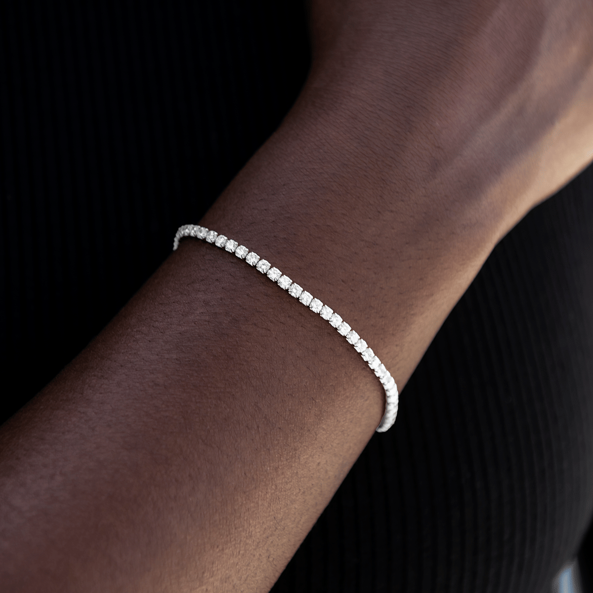 GLD PROMO SETS - WOMEN Micro Tennis Necklace + Bracelet Bundle in White Gold