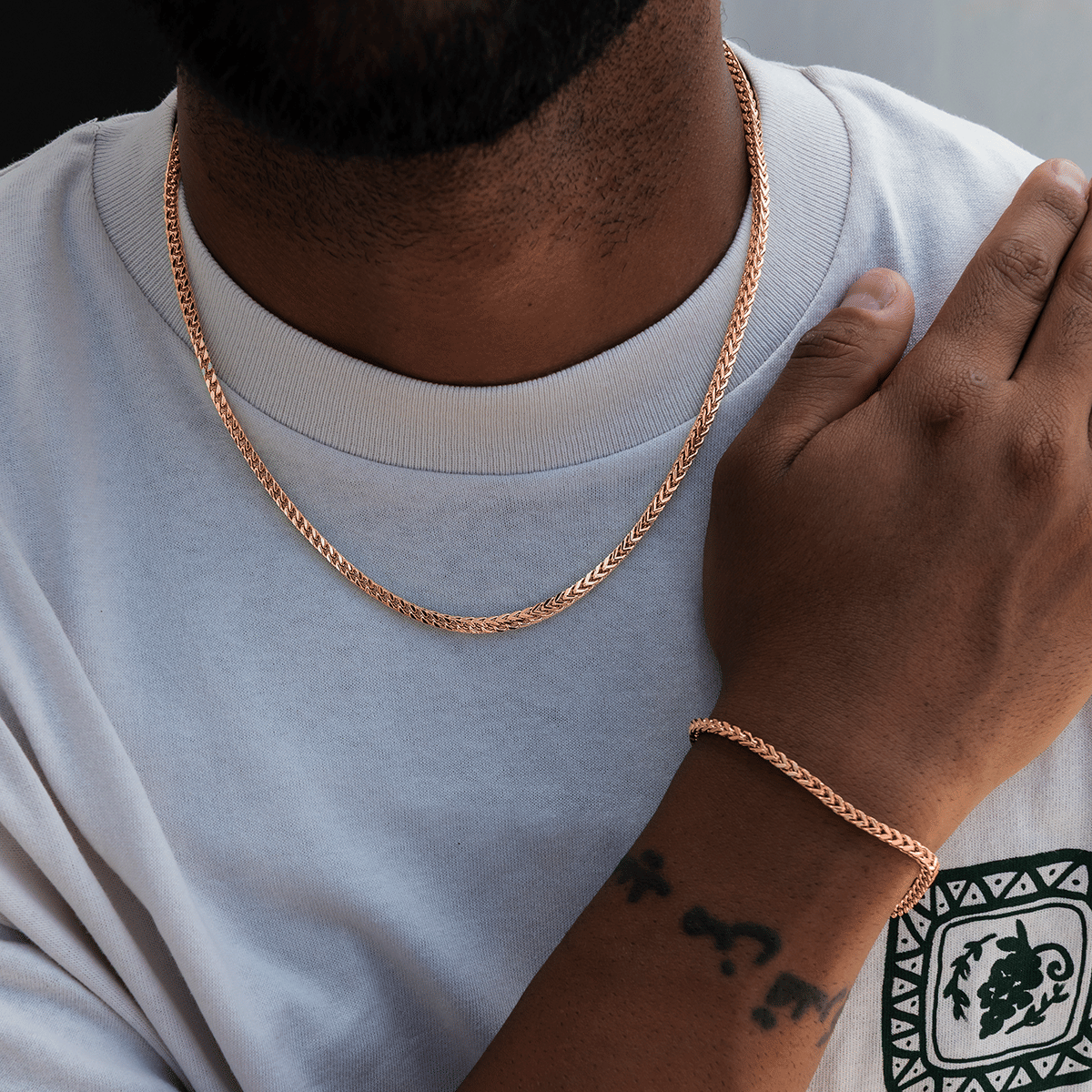 GLD PROMO SETS Franco Chain + Bracelet Bundle in Rose Gold - 3 mm