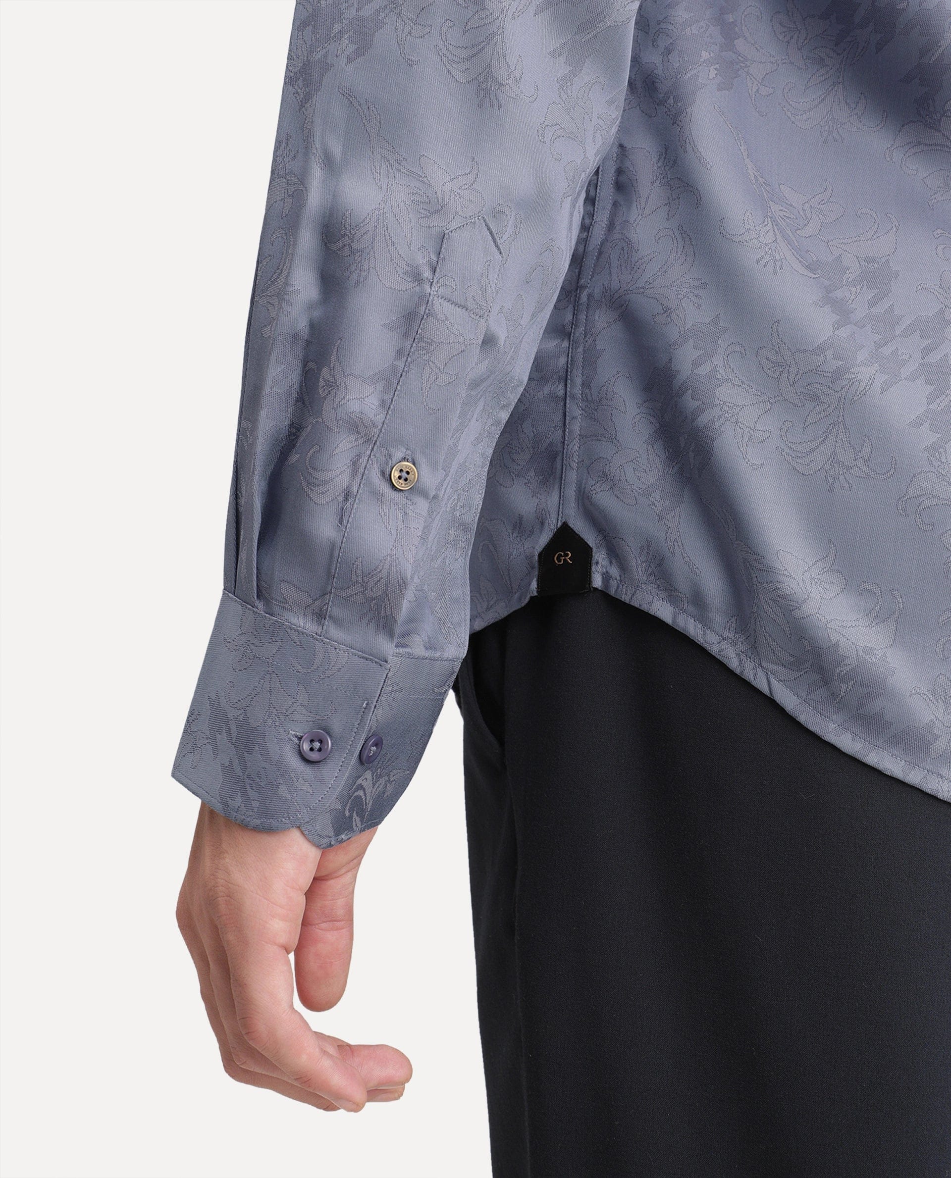RARE Rabbit Men's Ember Dusky Purple Tencel Button Regular Fit Jacquard Shirt