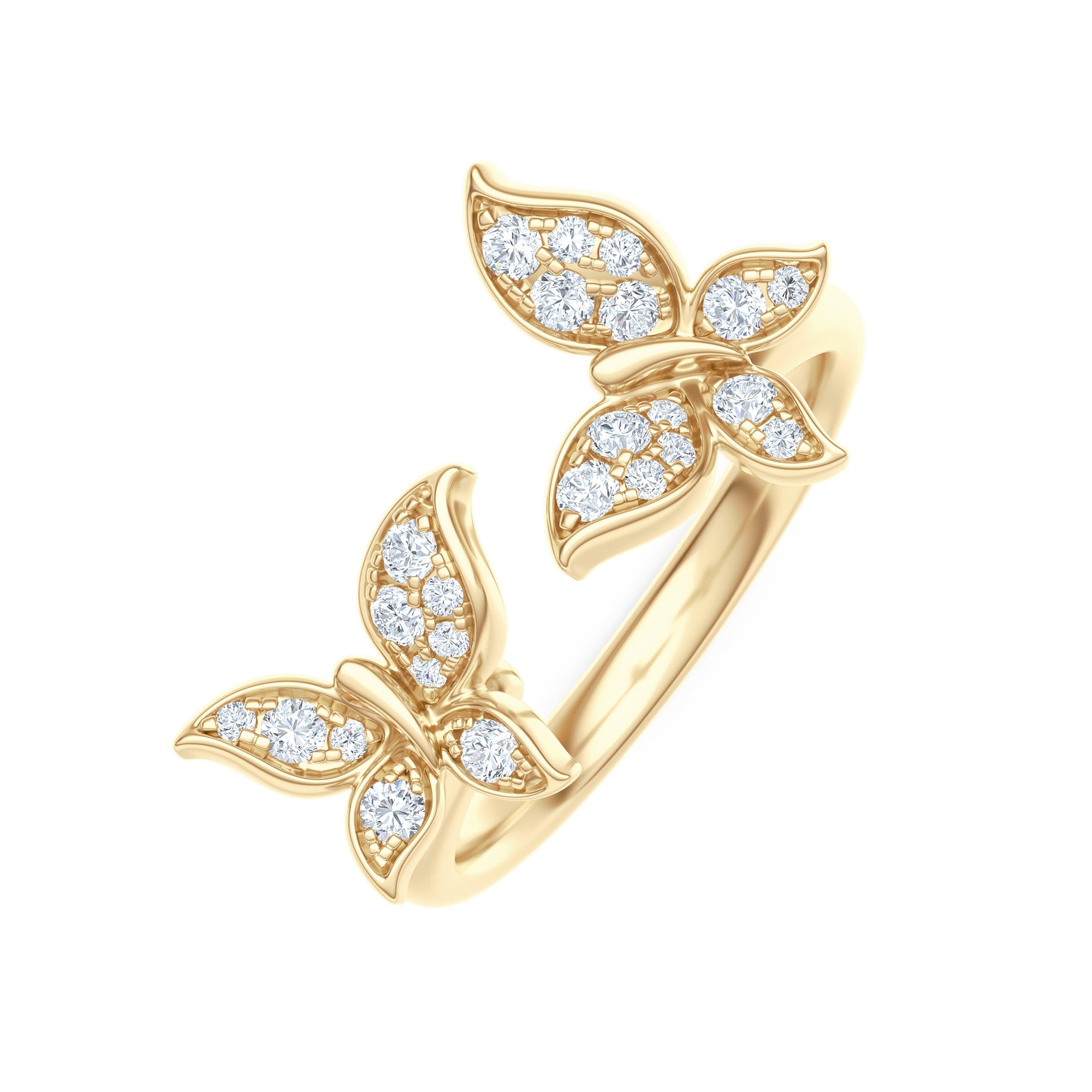 Diamond Papillon 0.20ct Lab Diamond Ring 18K Gold Vermeil