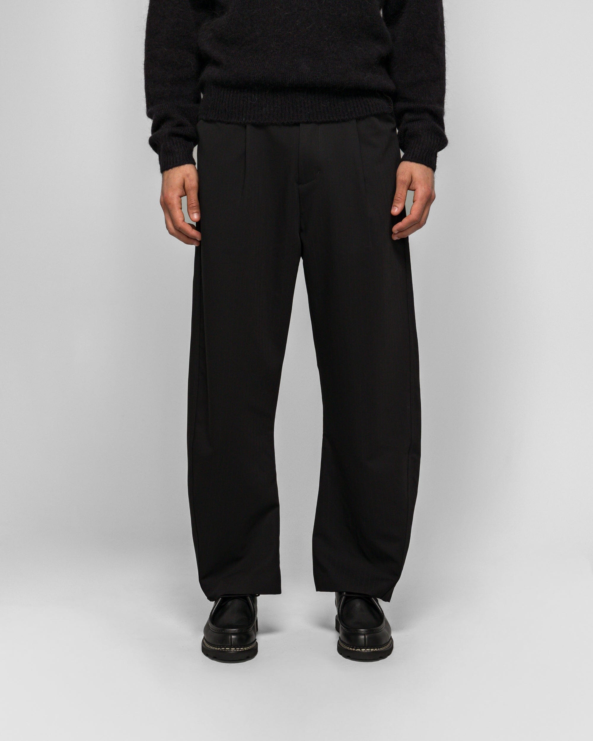 Observe Twisted Relaxed Trouser - Pinstripe Black