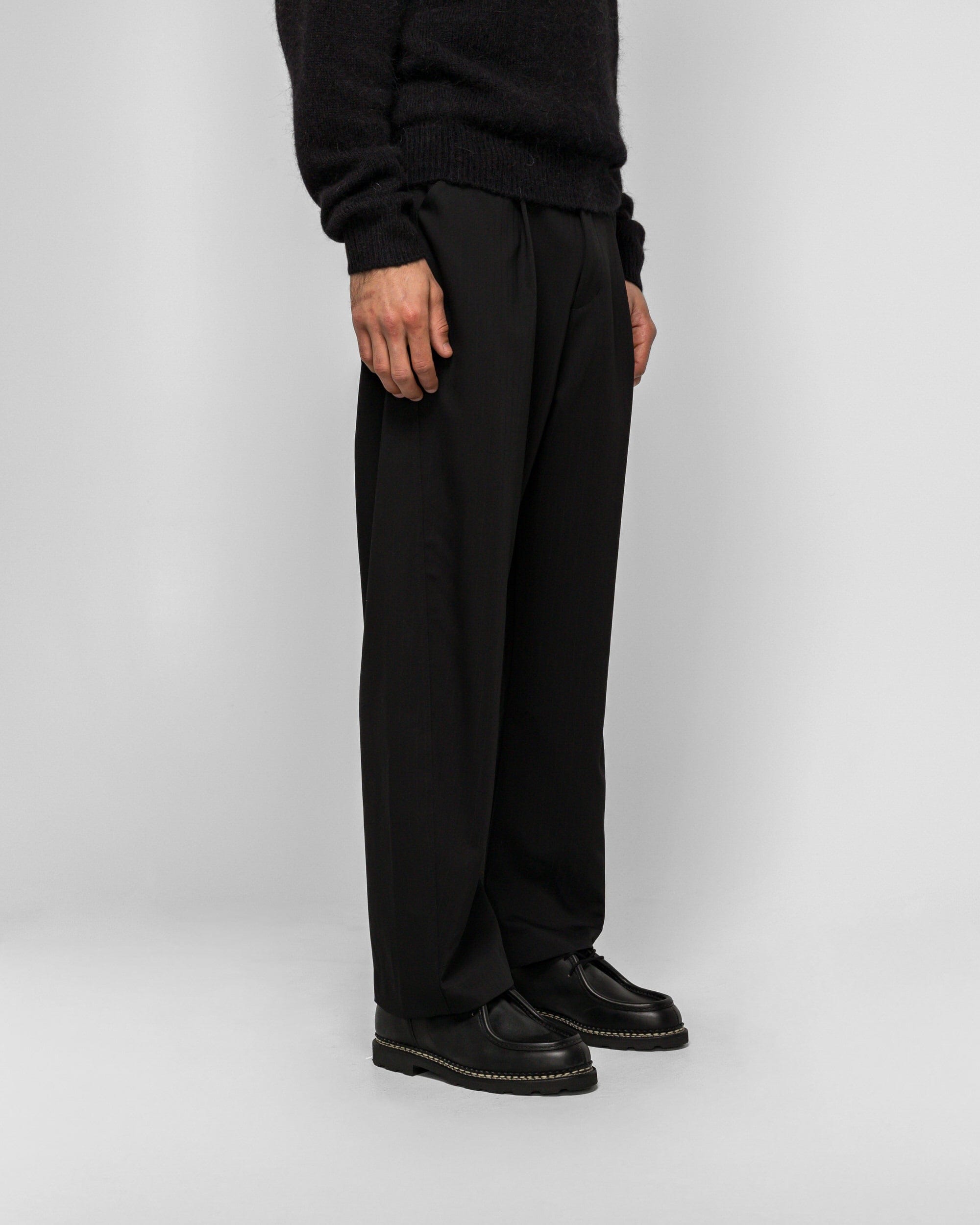 Observe Twisted Relaxed Trouser - Pinstripe Black