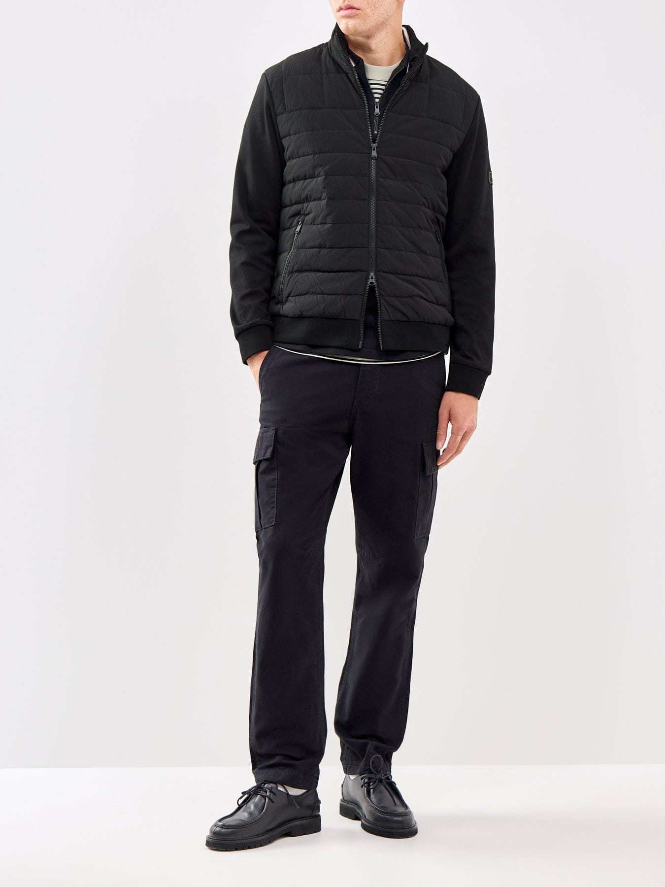 Barbour International Collins Baffle Quilted Zip Through Sweatshirt Black