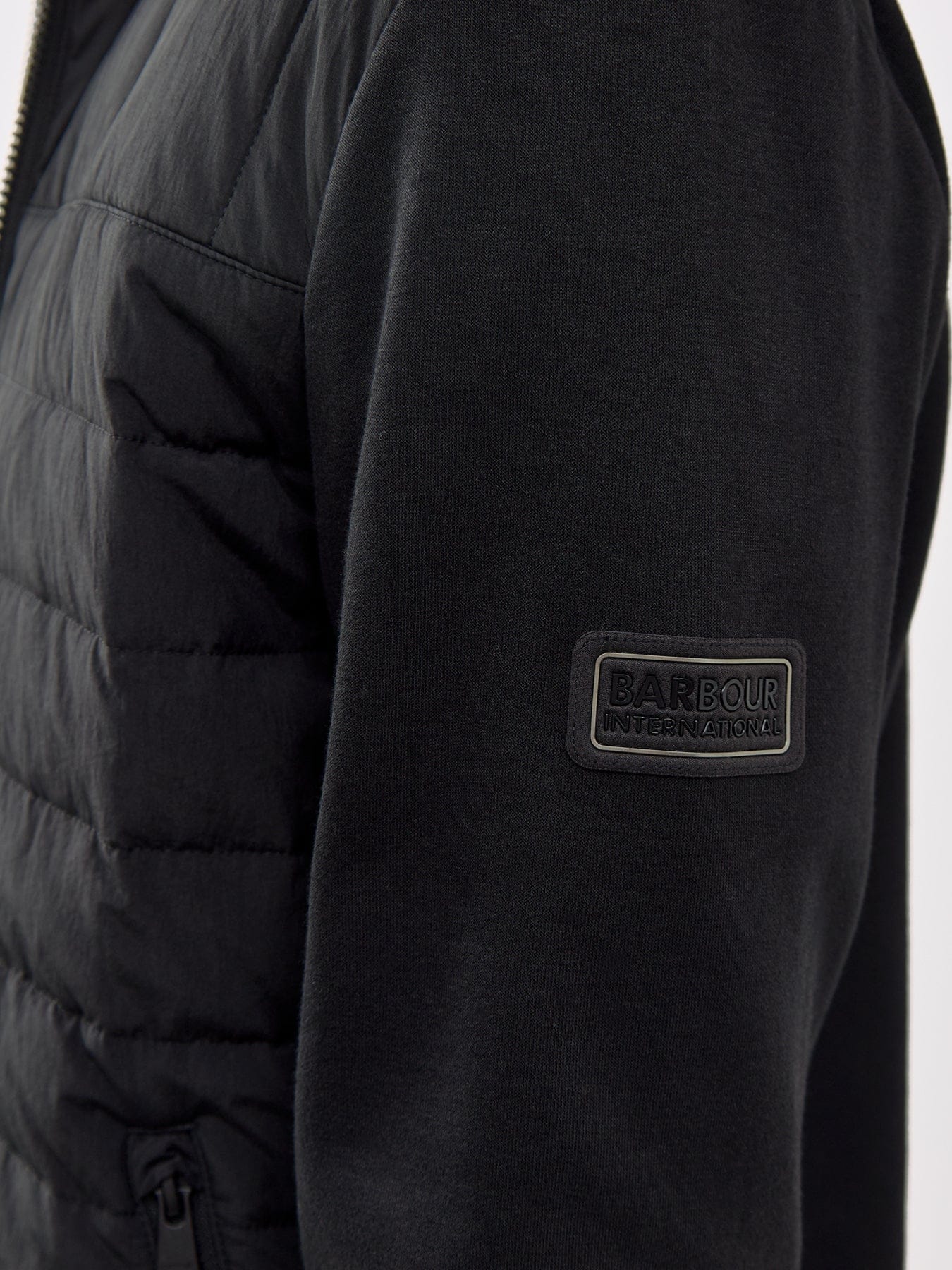 Barbour International Collins Baffle Quilted Zip Through Sweatshirt Black