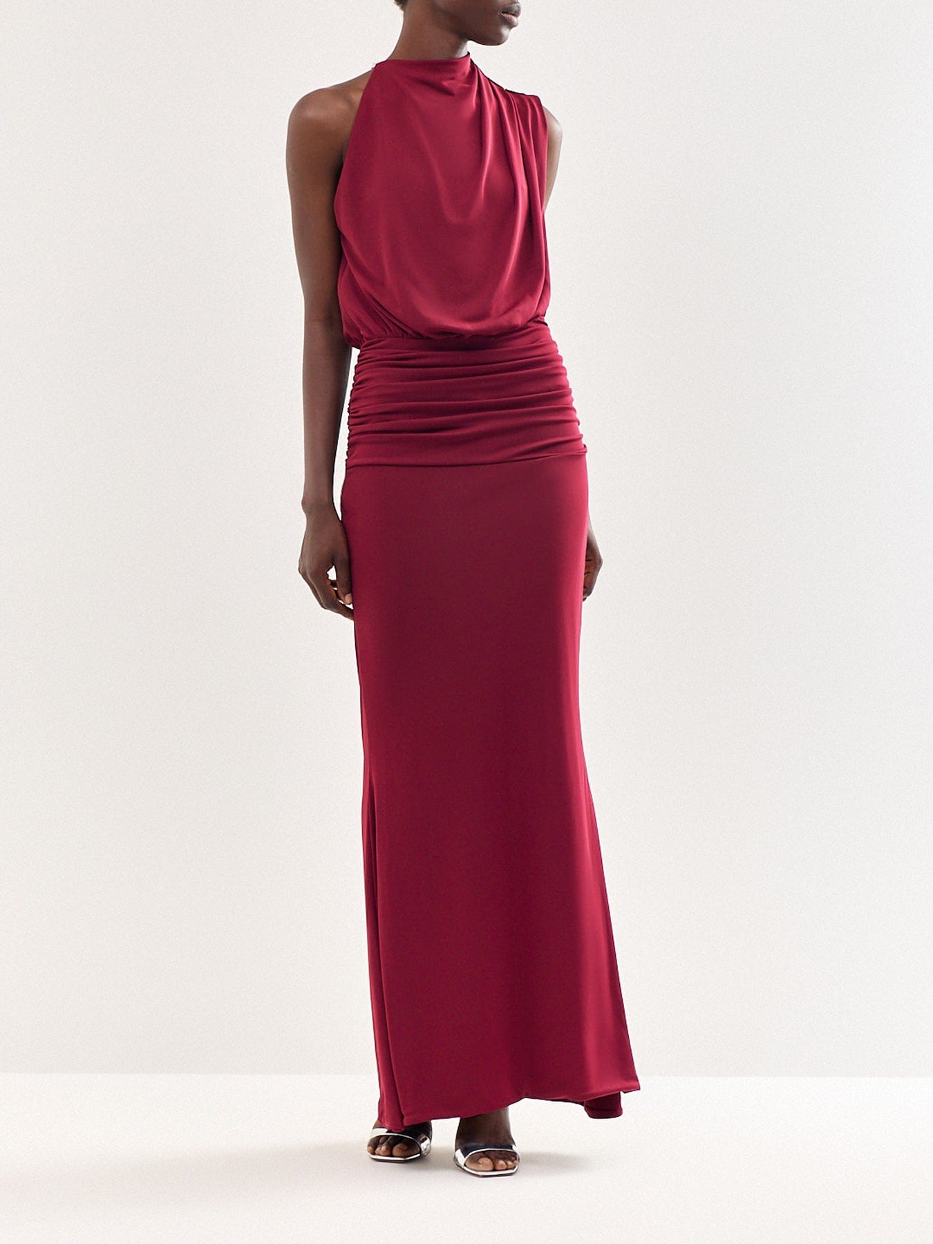 Club L London Umaira High Neck Maxi Dress Burgundy
