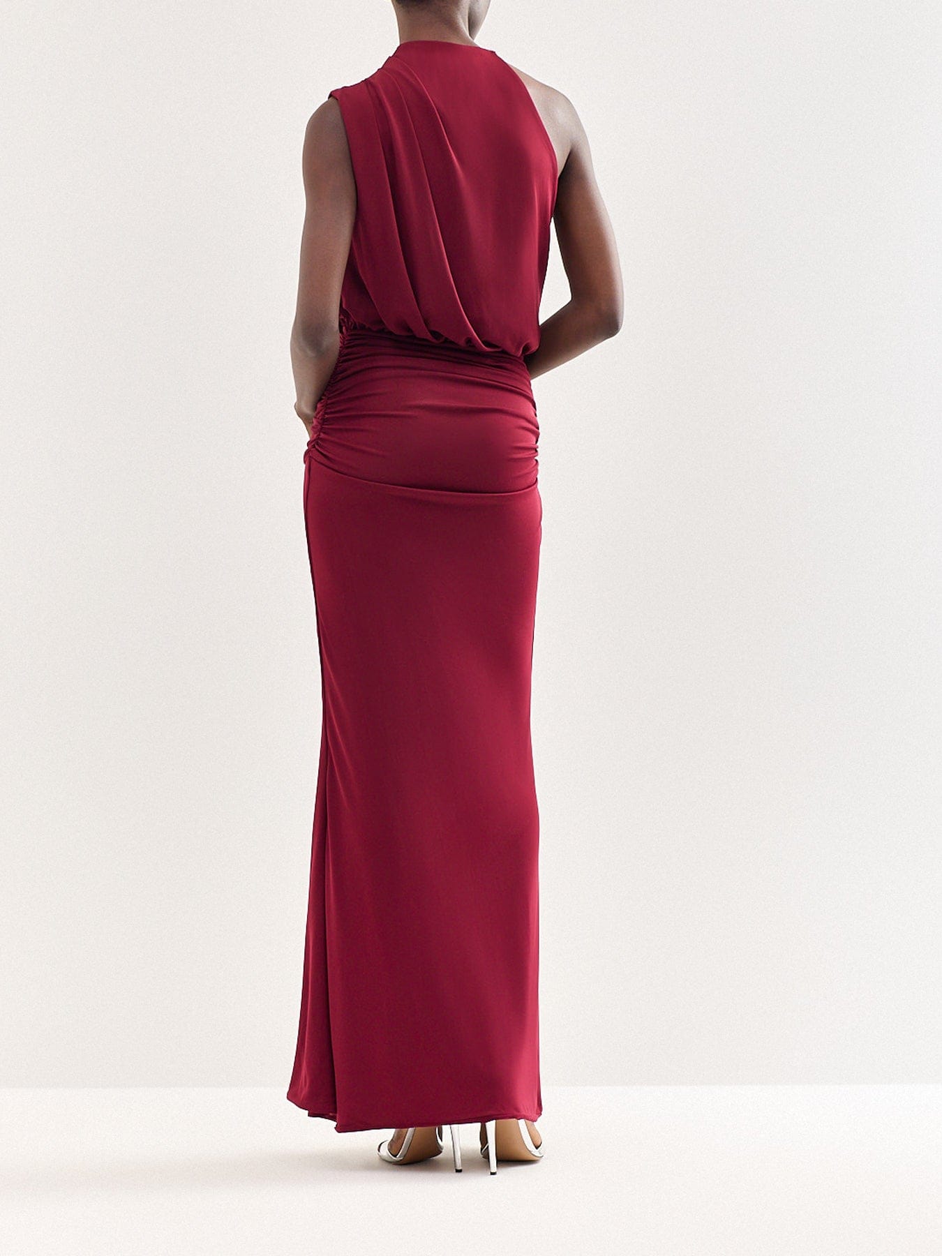 Club L London Umaira High Neck Maxi Dress Burgundy