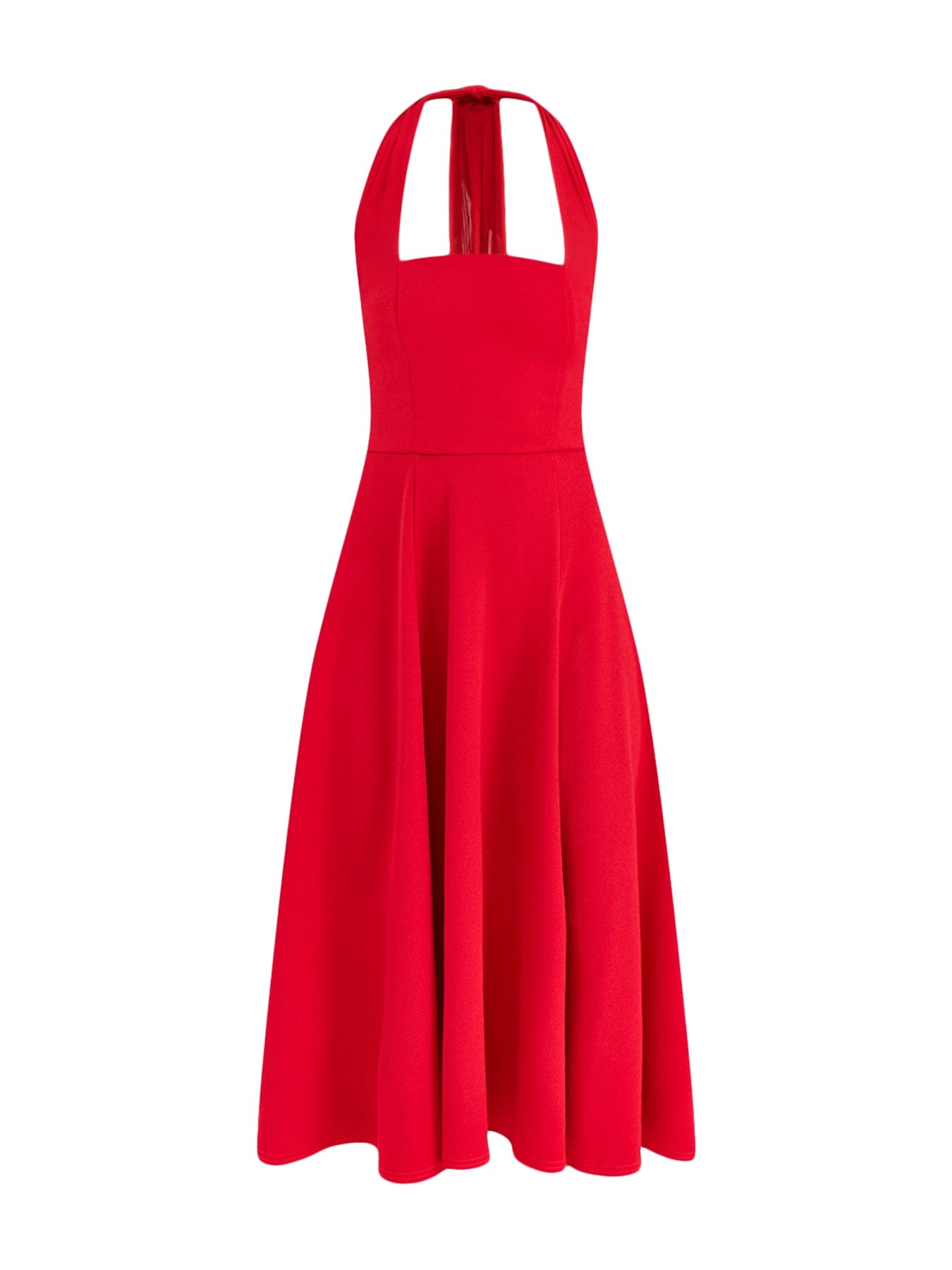 Club L London Auburn Halter Skater Midi Dress Red