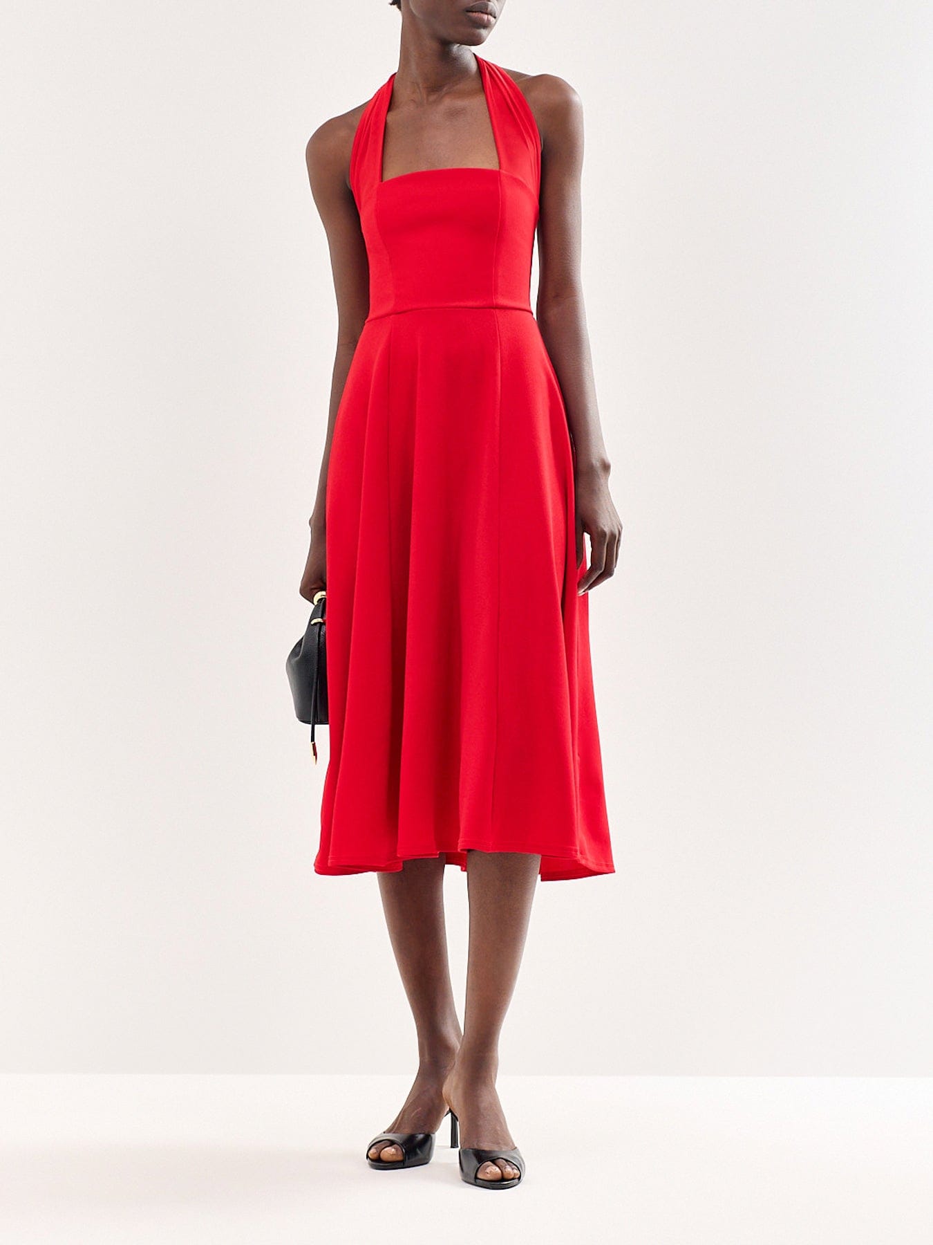 Club L London Auburn Halter Skater Midi Dress Red