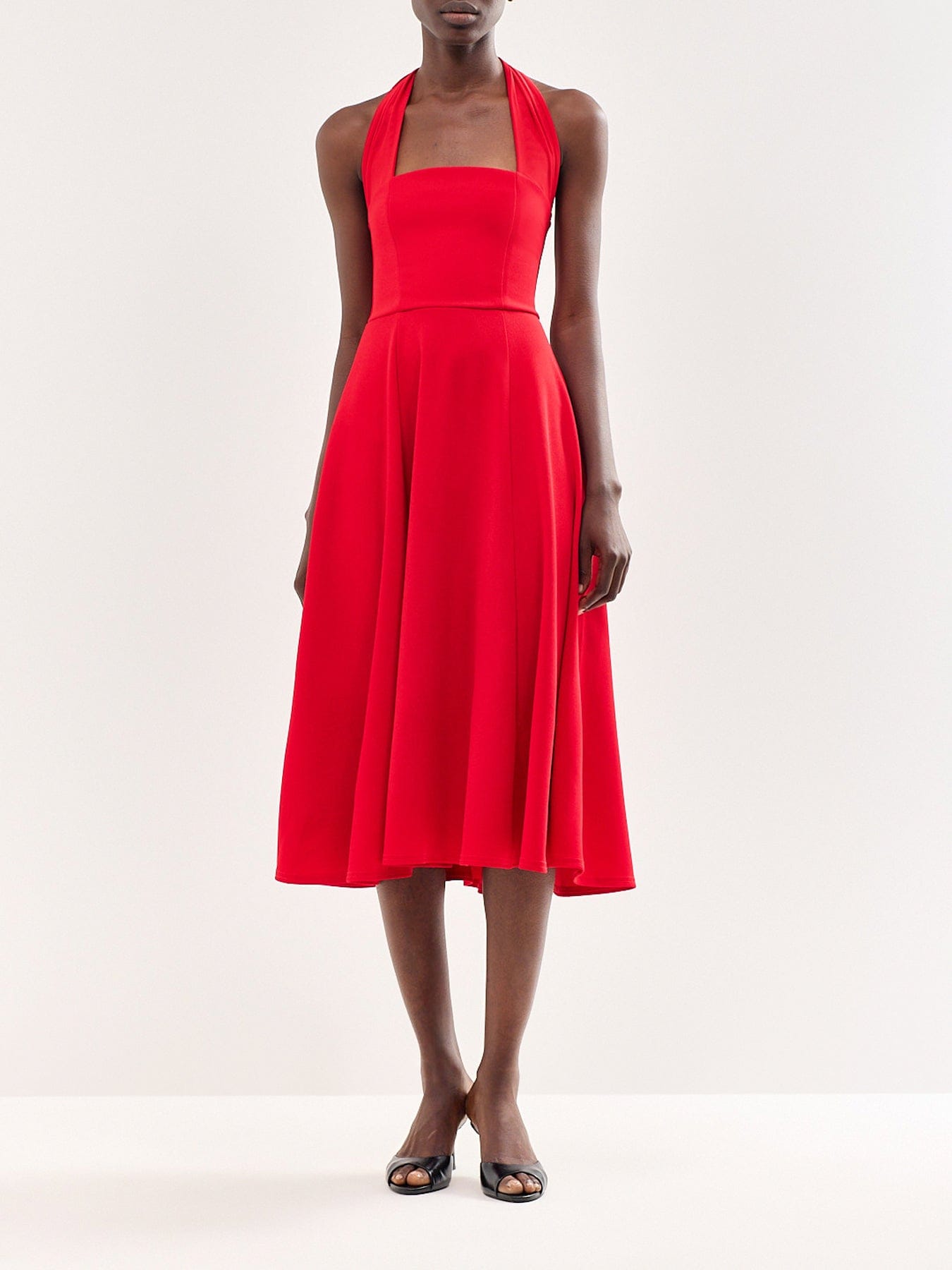 Club L London Auburn Halter Skater Midi Dress Red