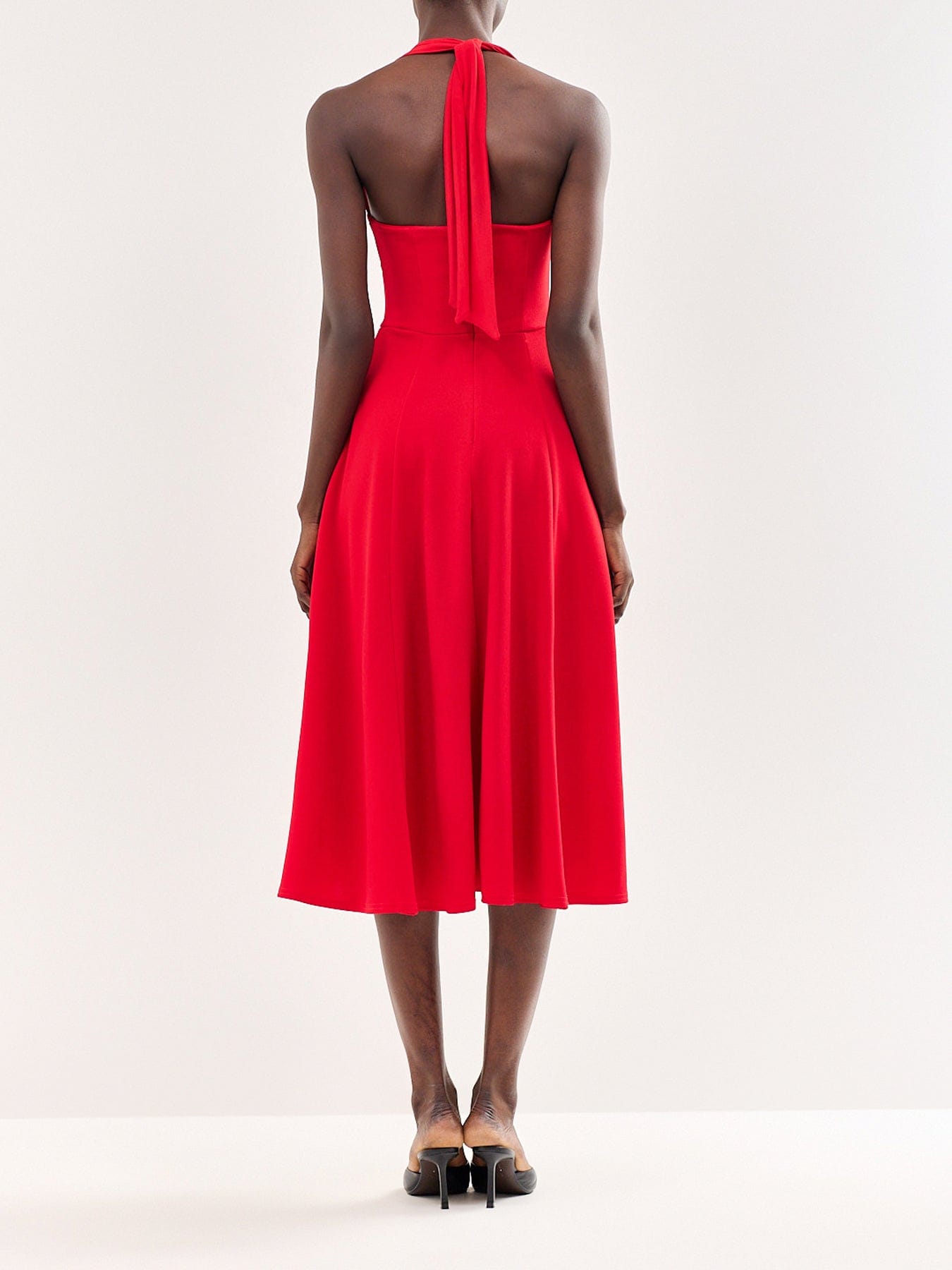 Club L London Auburn Halter Skater Midi Dress Red