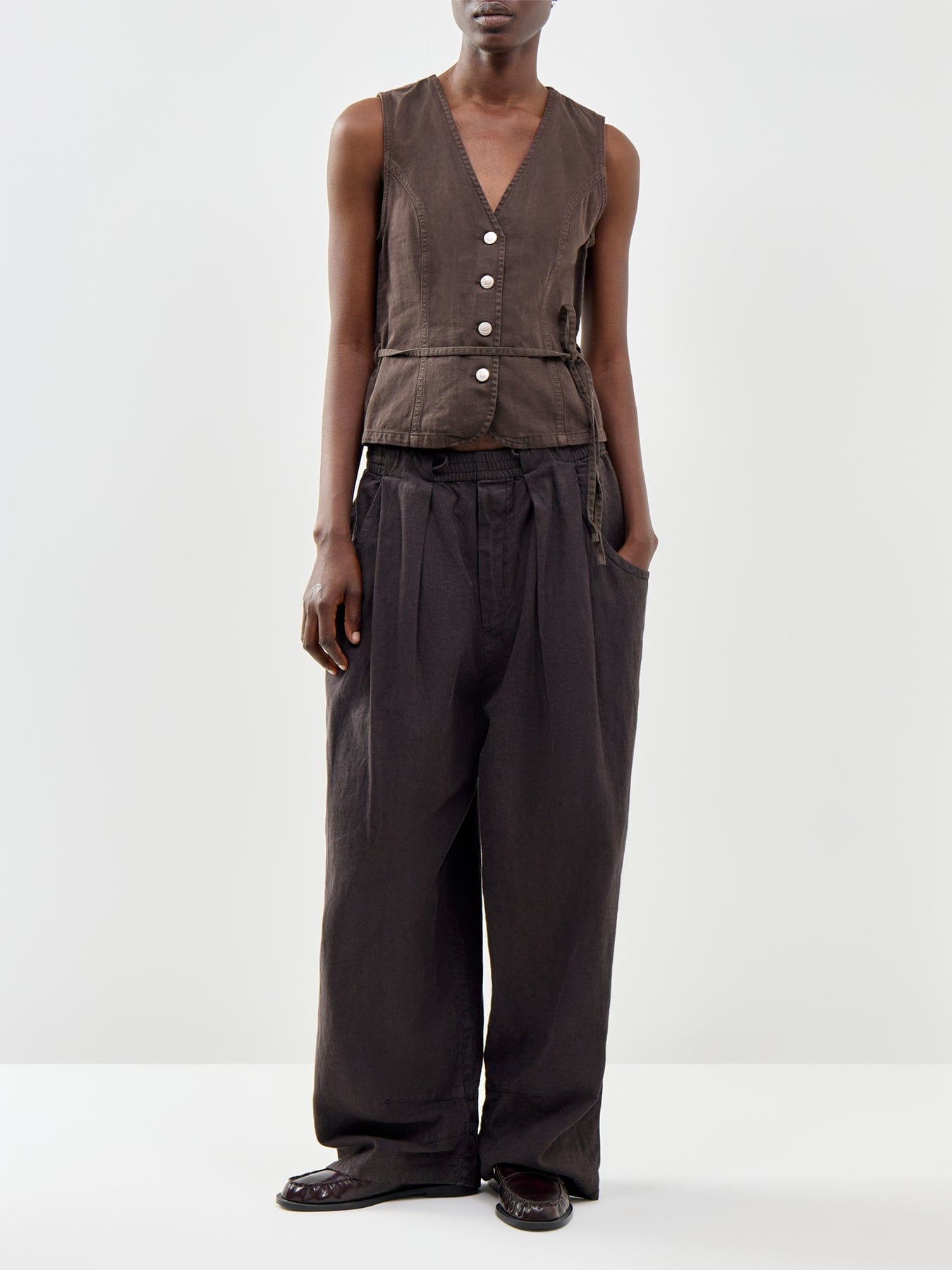 ONLY Silla Belted Waistcoat Brown