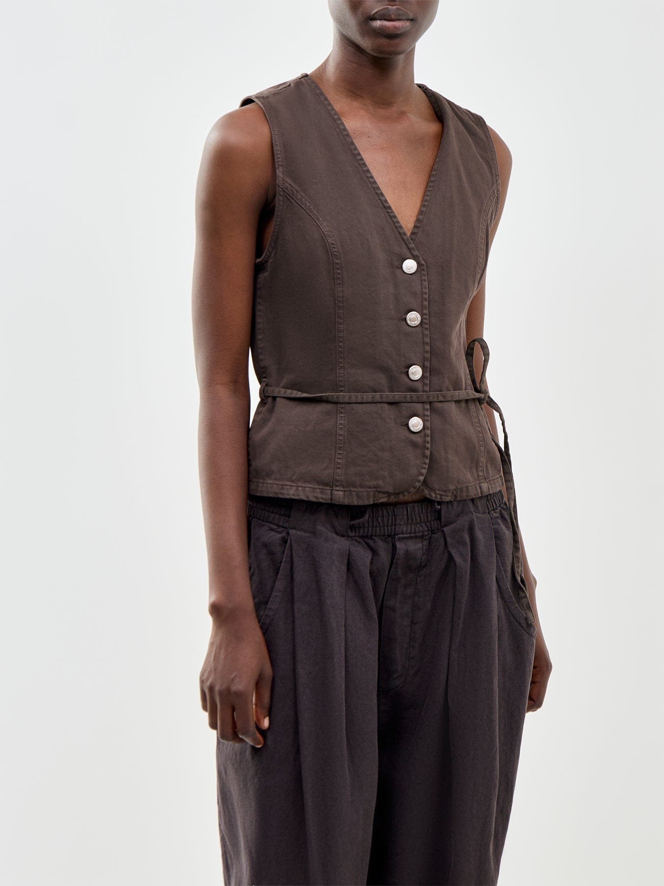 ONLY Silla Belted Waistcoat Brown
