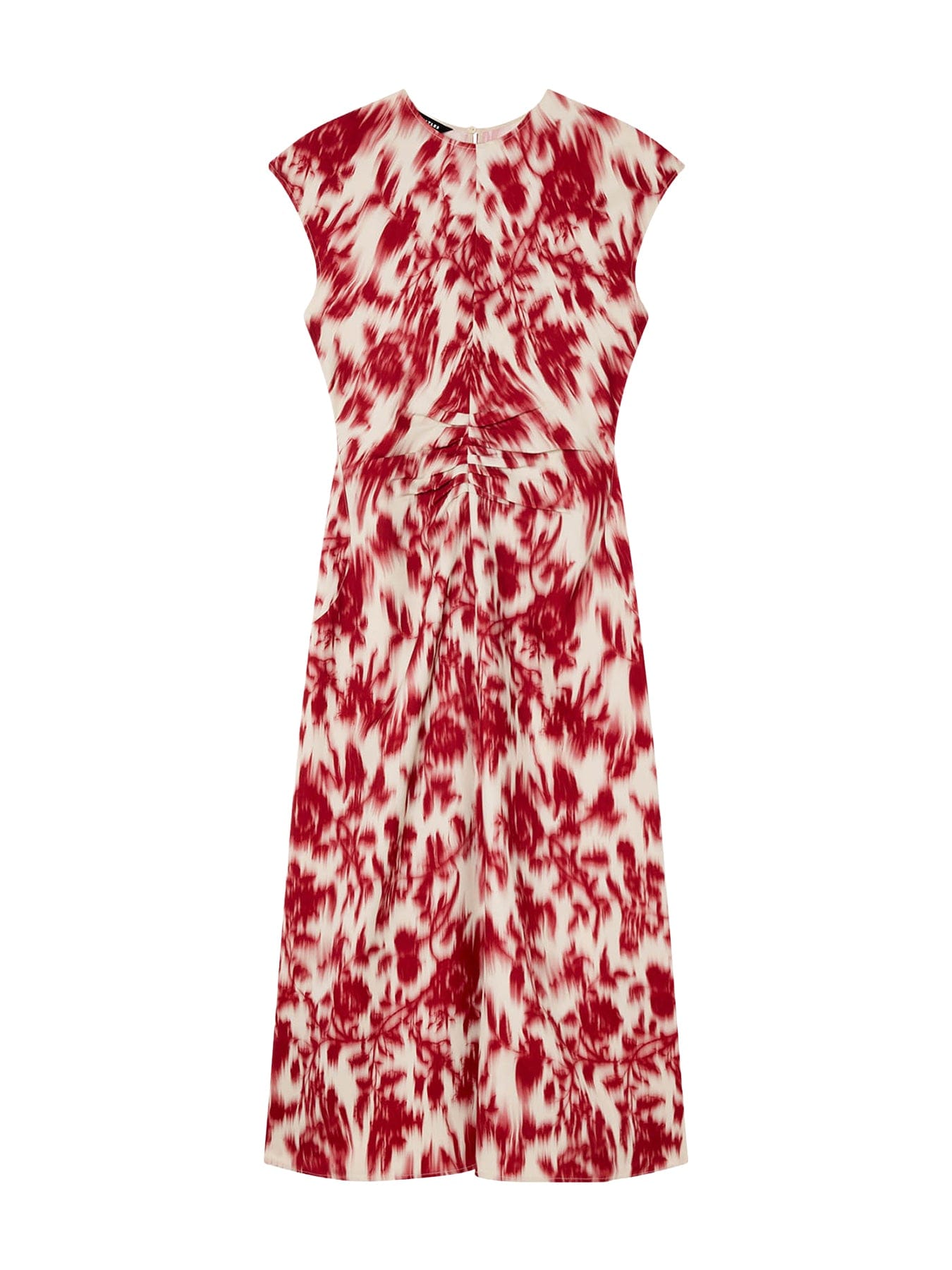 Whistles Blurred Floral Crepe Dress Red
