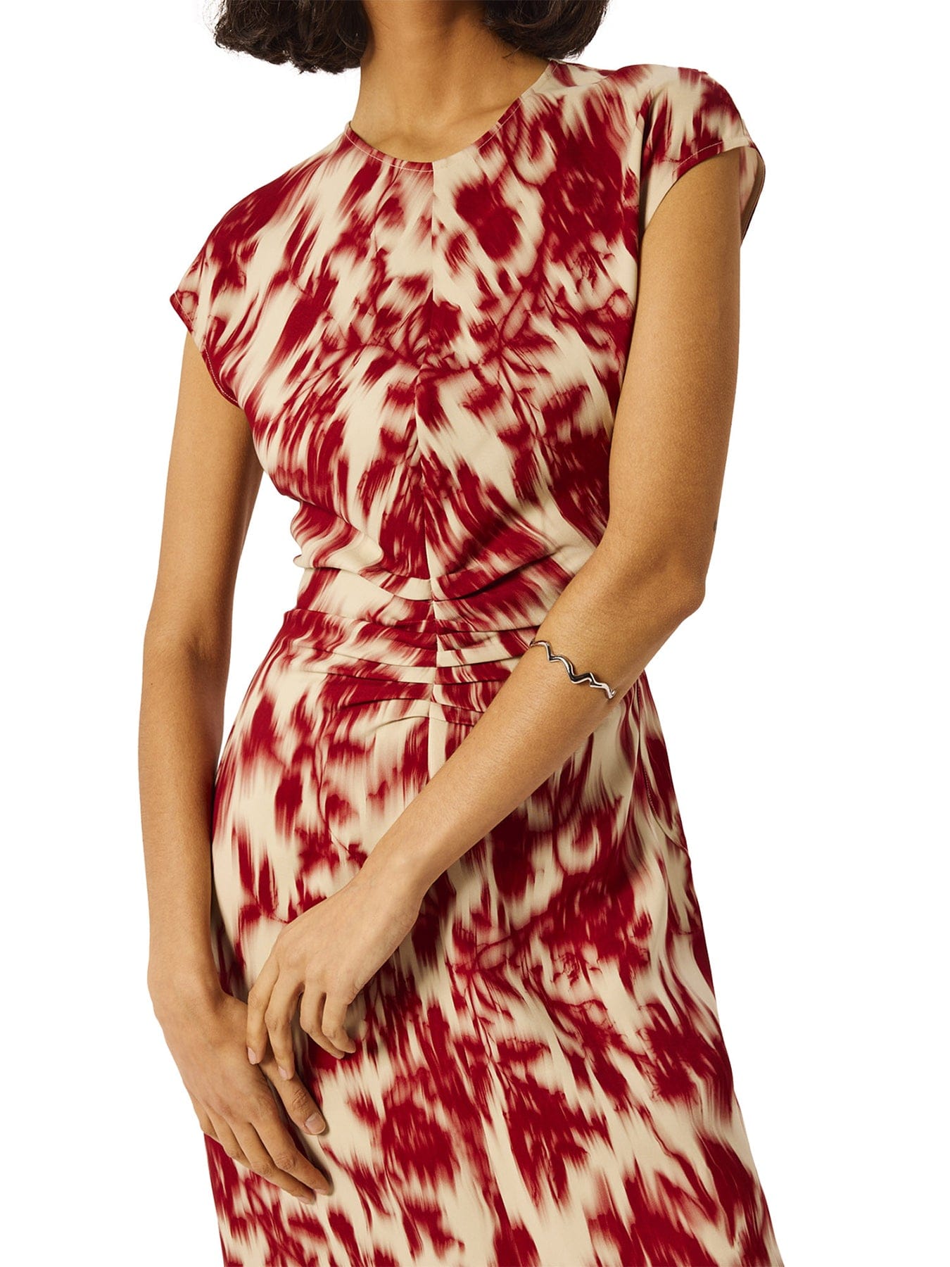 Whistles Blurred Floral Crepe Dress Red