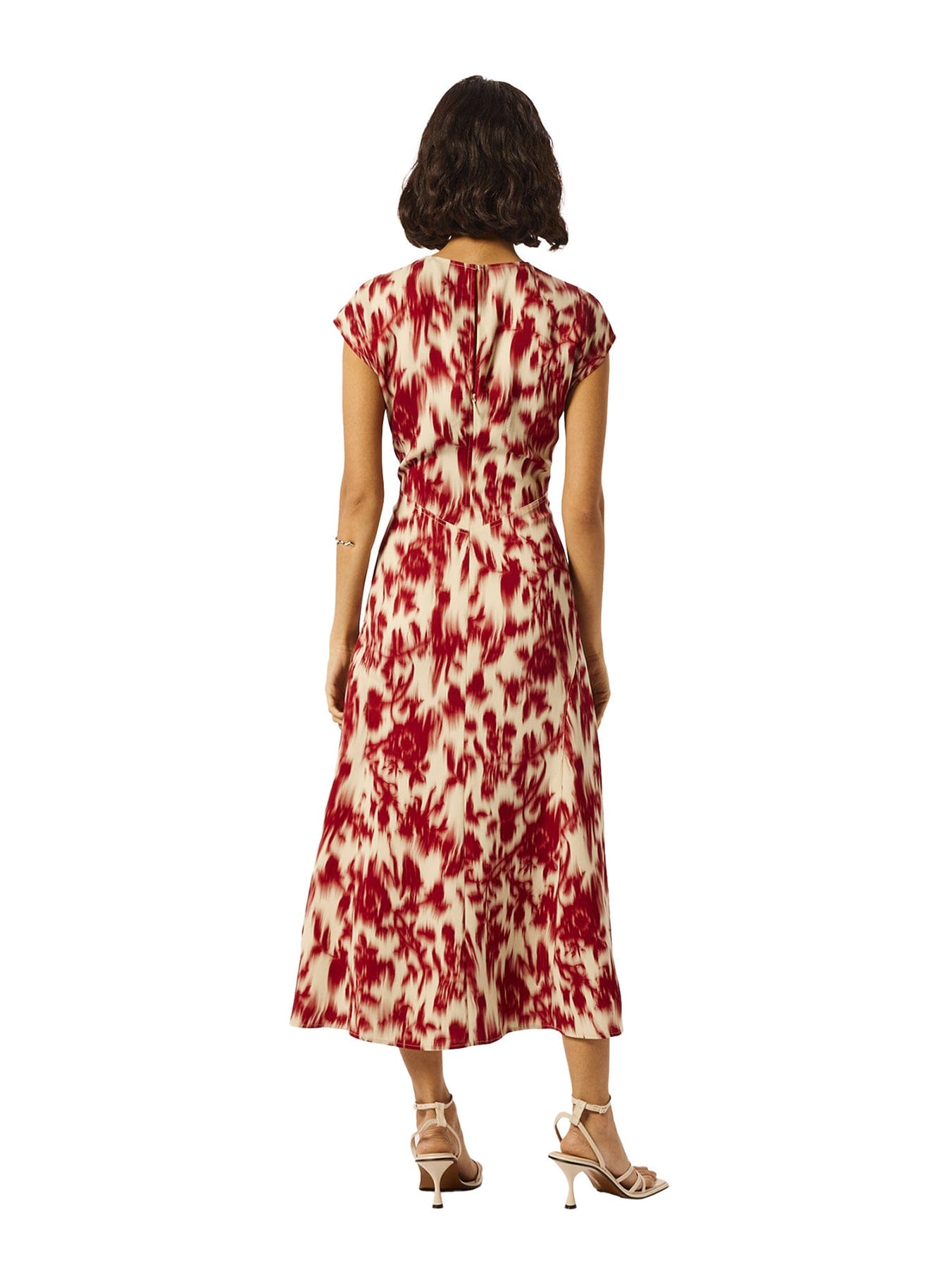 Whistles Blurred Floral Crepe Dress Red