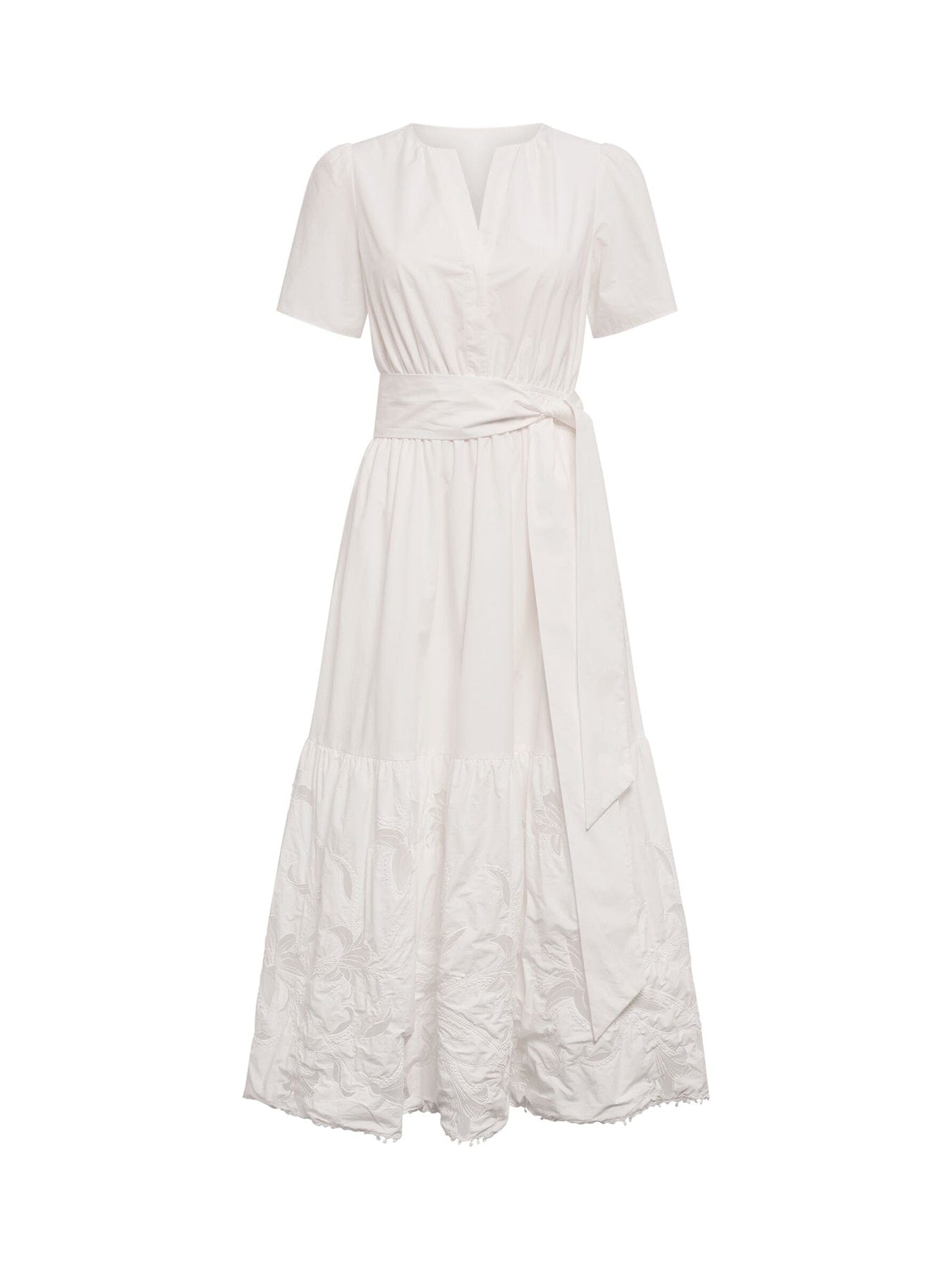 Forever New Matilda Embroidered Tie Midi Dress White