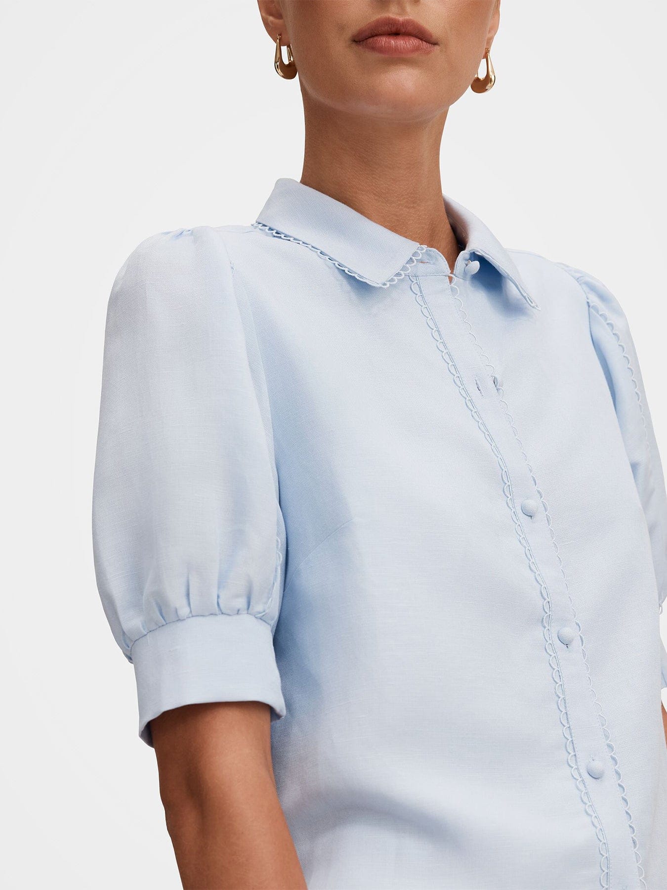 Forever New Finley Trim Detail Blouse Blue