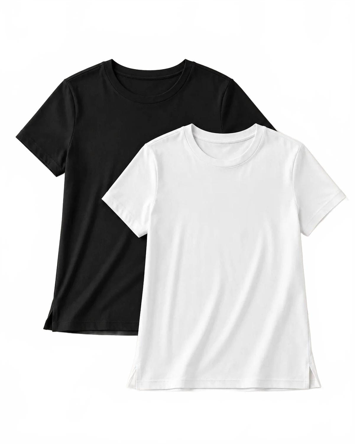 WHITE* Women's Supersoft Crew Neck T-Shirt 2 - Pack In Black/white