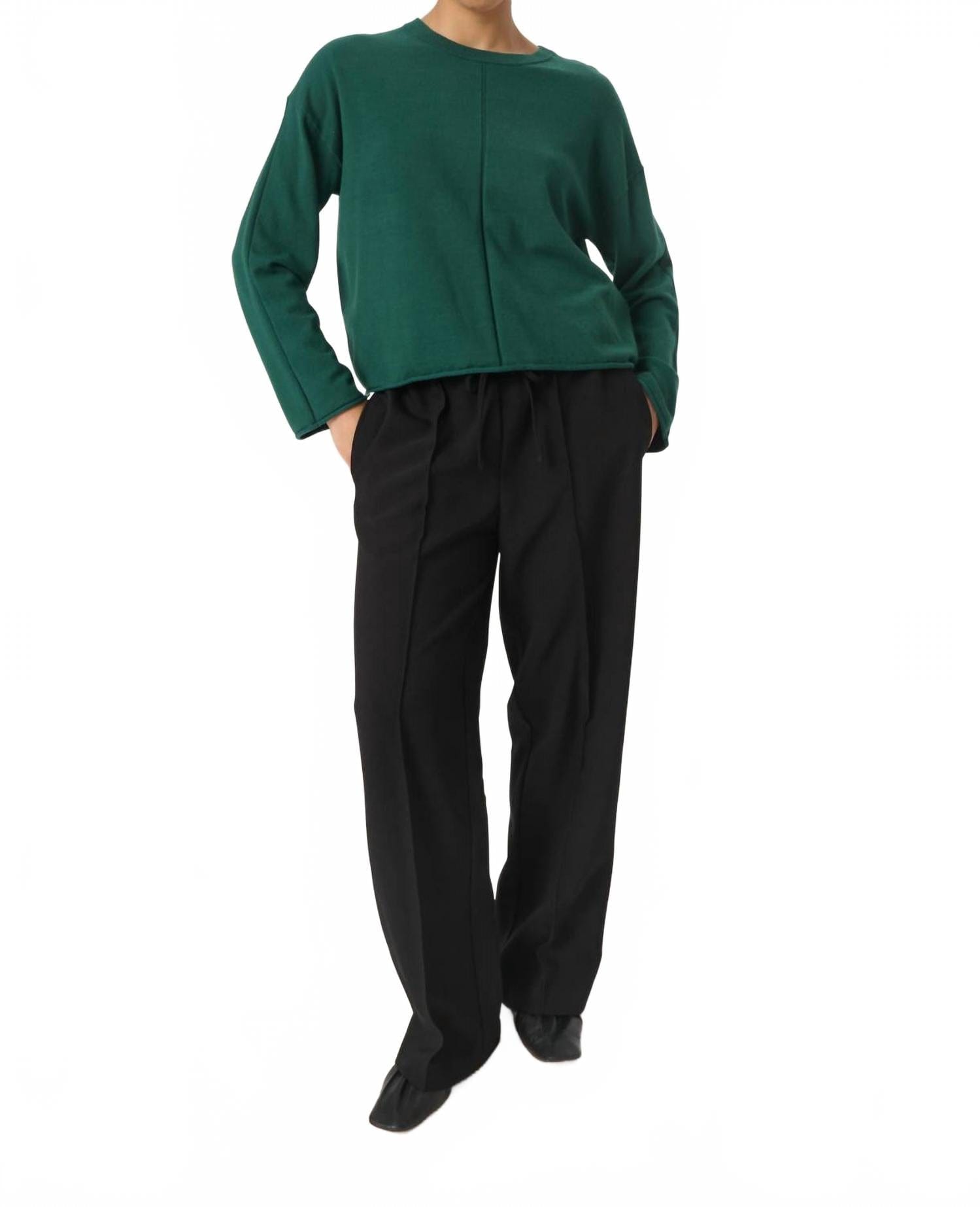Tight Spina Boxy Fit Tight Knit Pullover Sweater In Rain Forest