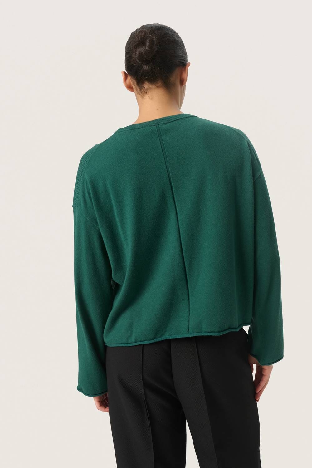 Tight Spina Boxy Fit Tight Knit Pullover Sweater In Rain Forest