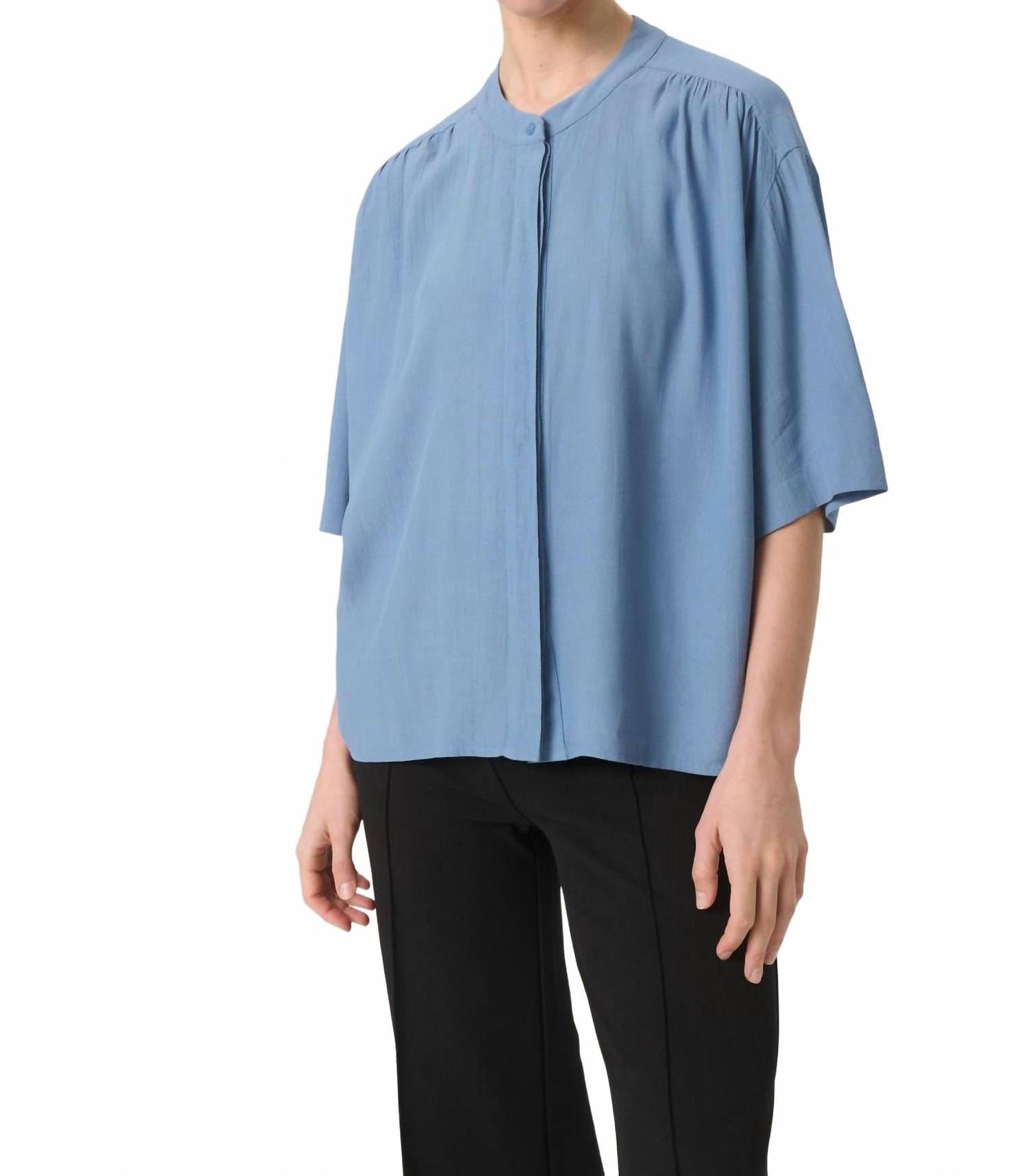 Blue Layna Half Sleeve Loose Fit Shirt In Coronet Blue