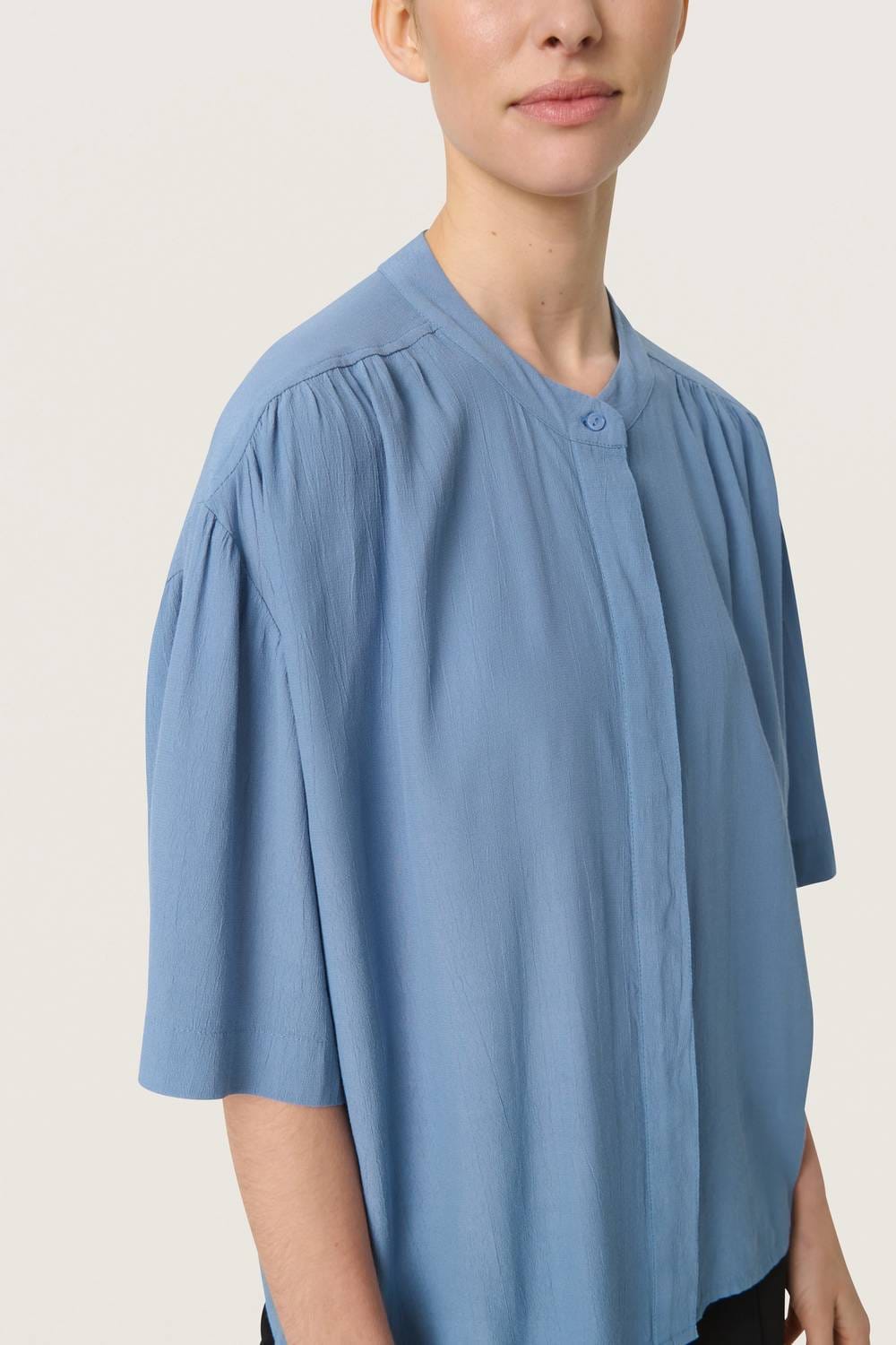 Blue Layna Half Sleeve Loose Fit Shirt In Coronet Blue