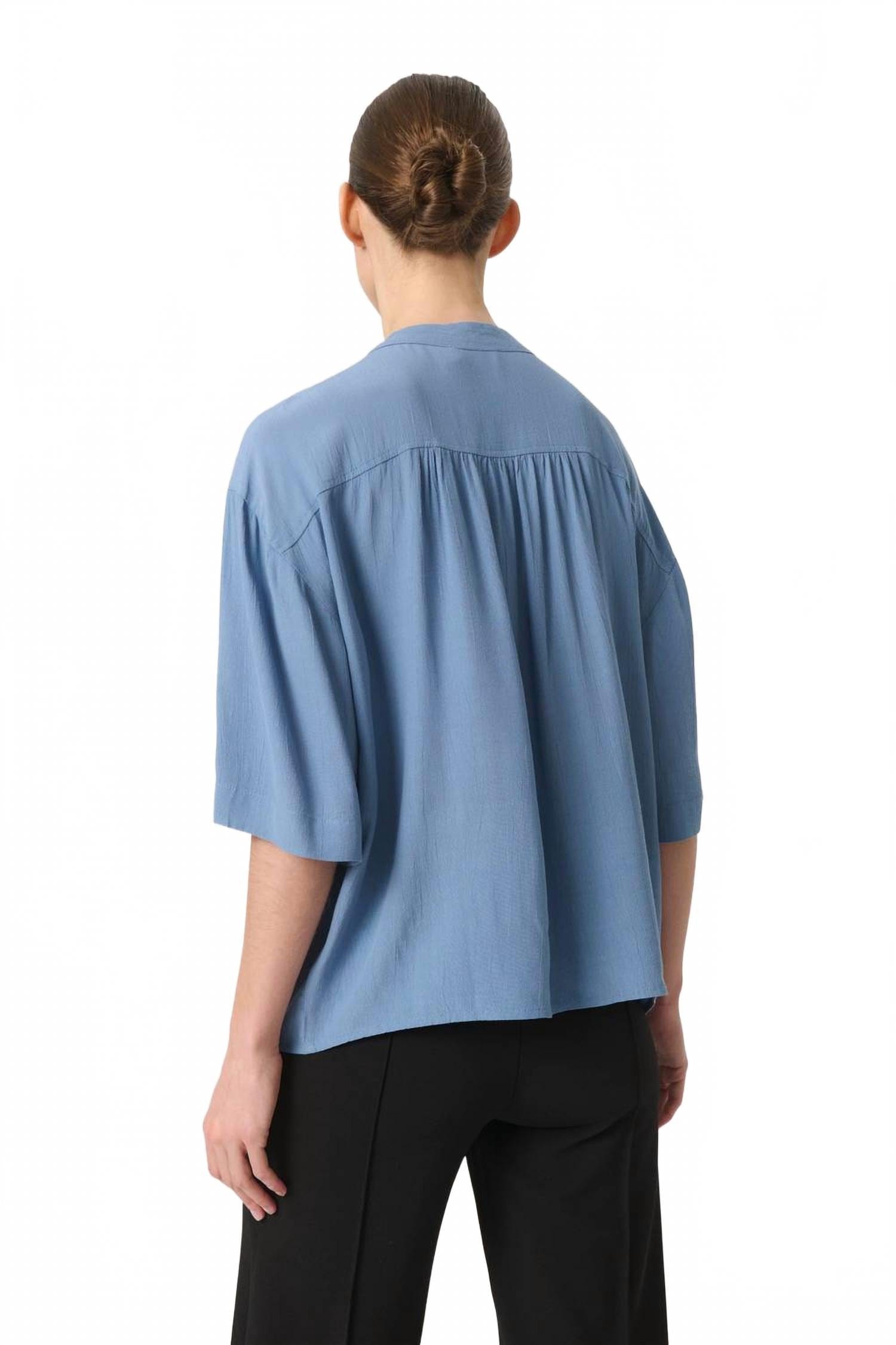 Blue Layna Half Sleeve Loose Fit Shirt In Coronet Blue