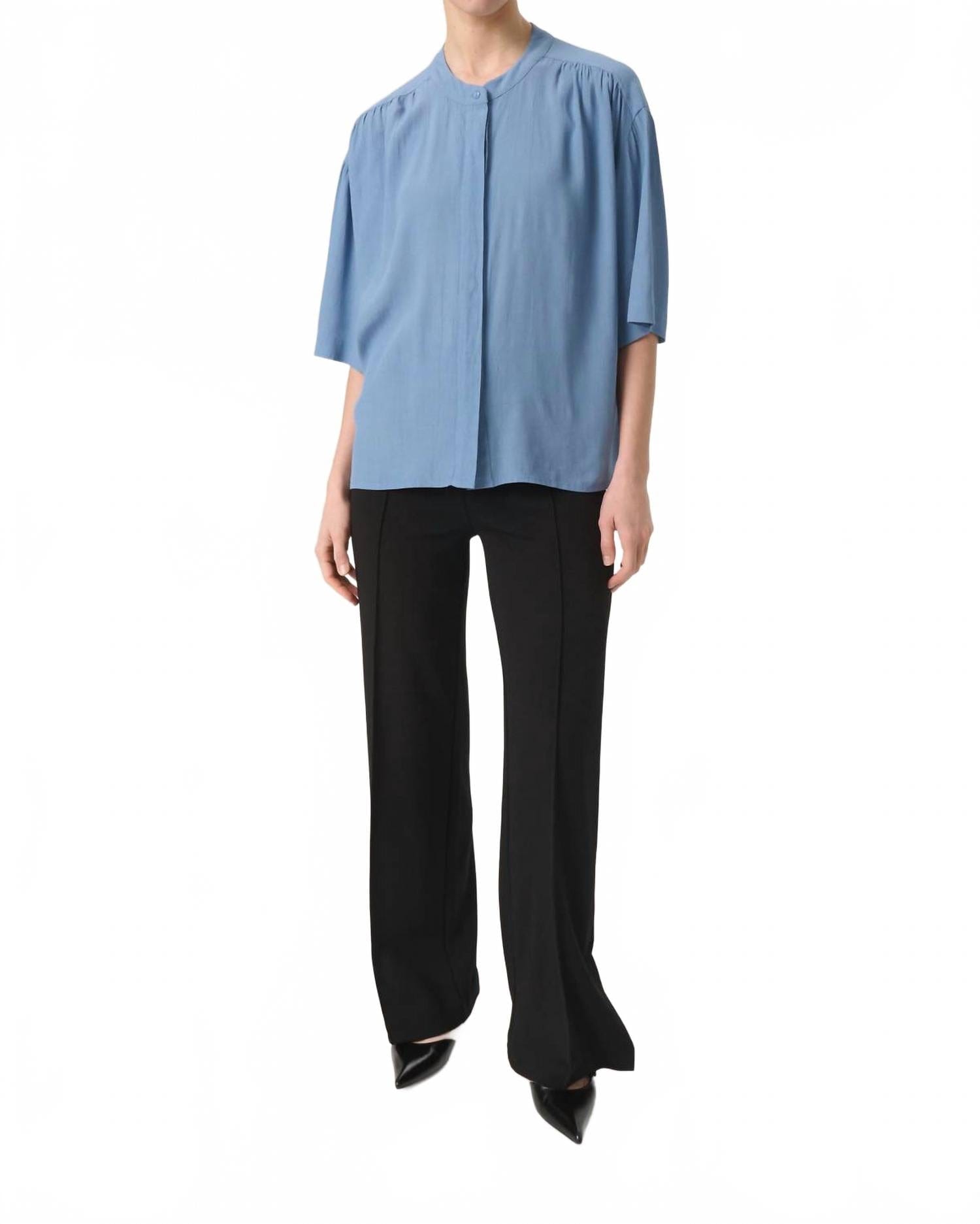 Blue Layna Half Sleeve Loose Fit Shirt In Coronet Blue