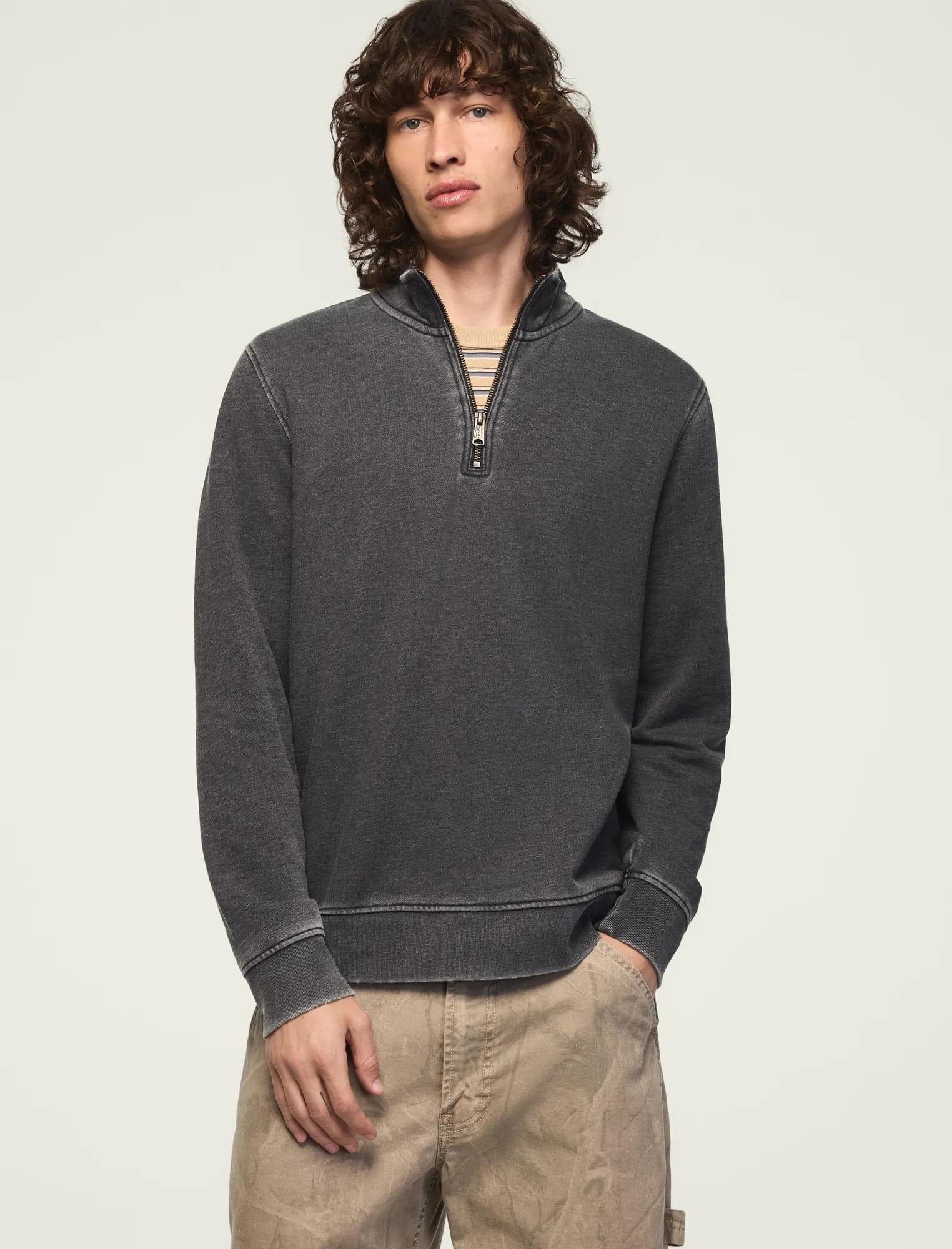 Lucky Brand Men's Venice Burnout French Terry 1/4 Zip Pullover