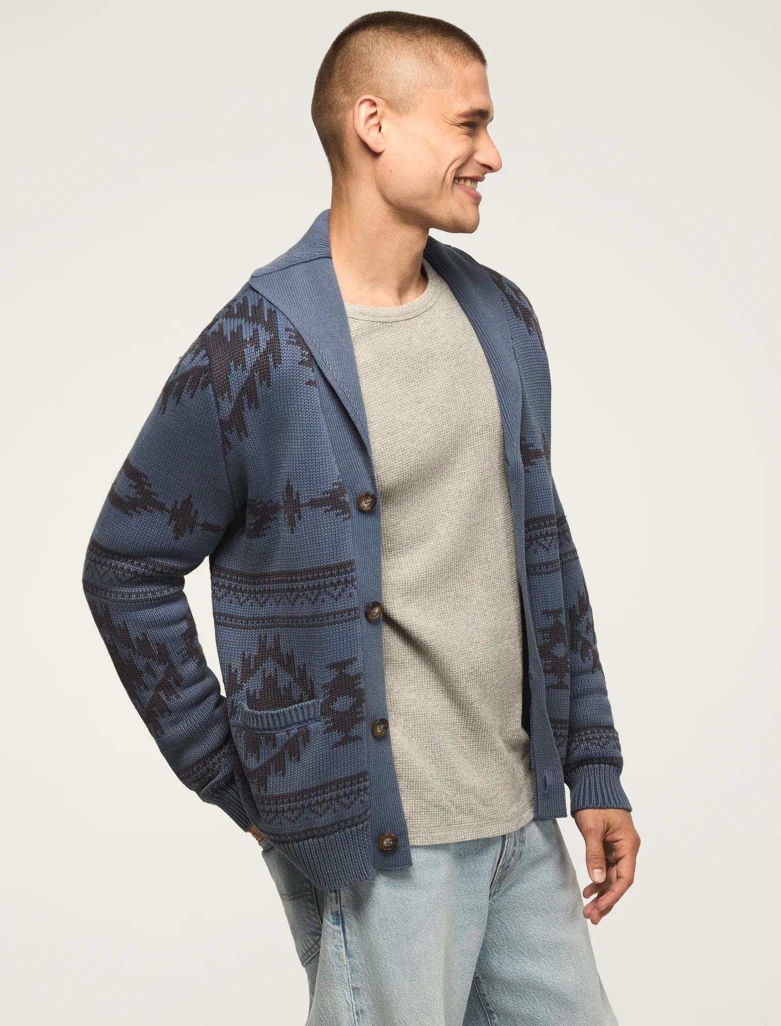 Lucky Brand Men's Southwestern Shawl Cardigan