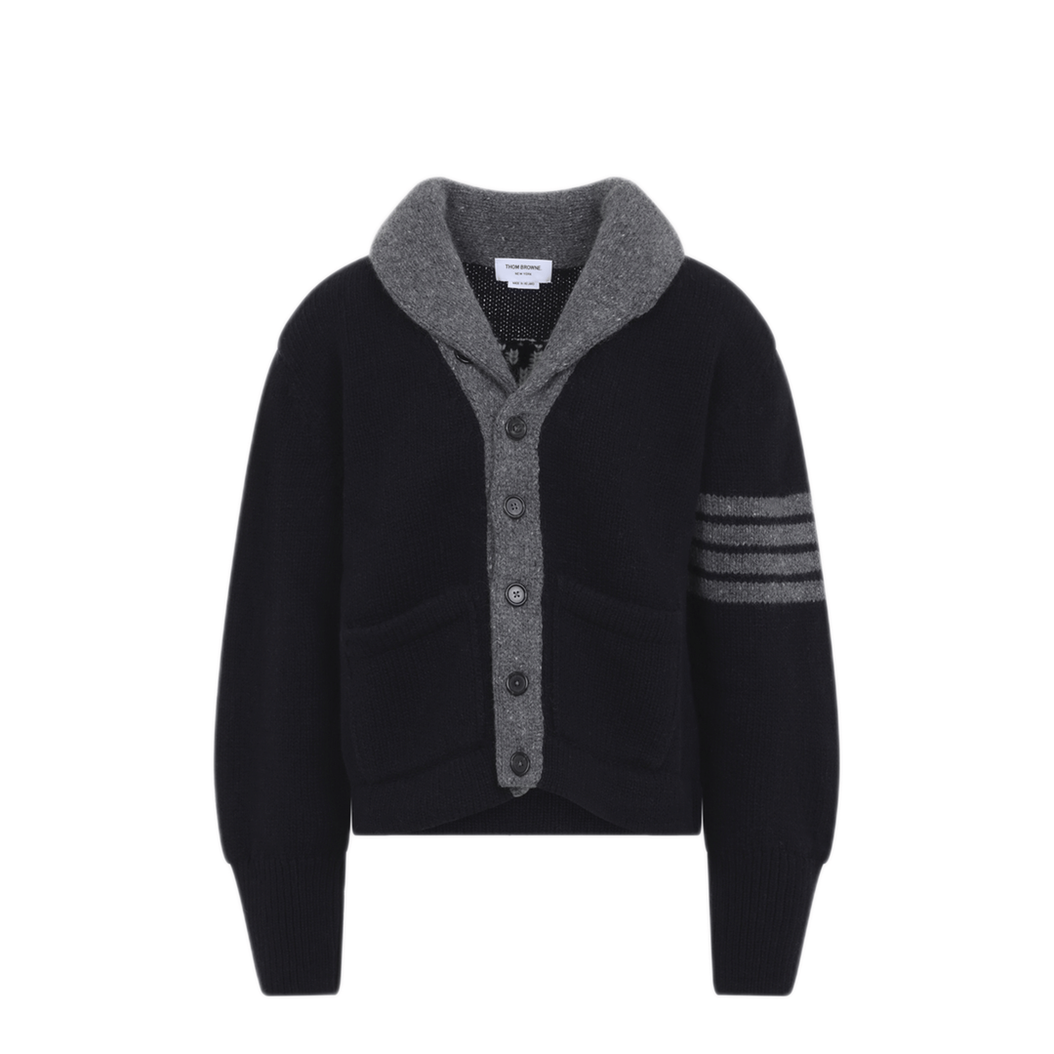Thom Browne Jersey Intarsia Shawl Collar Cardigan