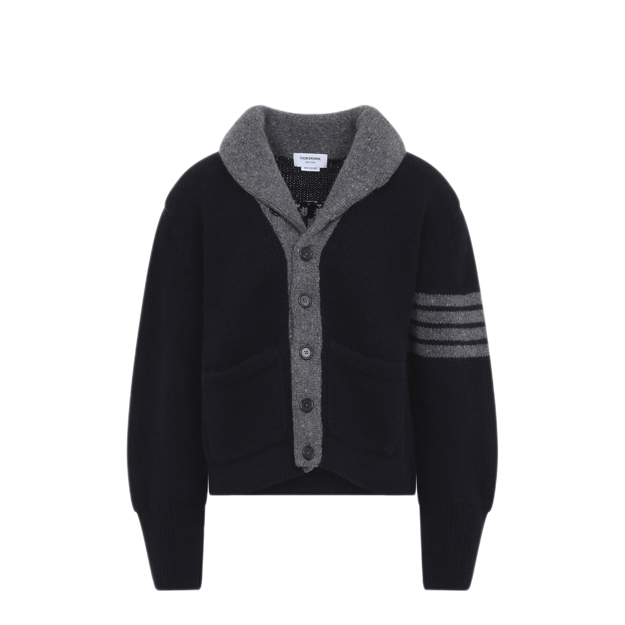 Thom Browne Jersey Intarsia Shawl Collar Cardigan