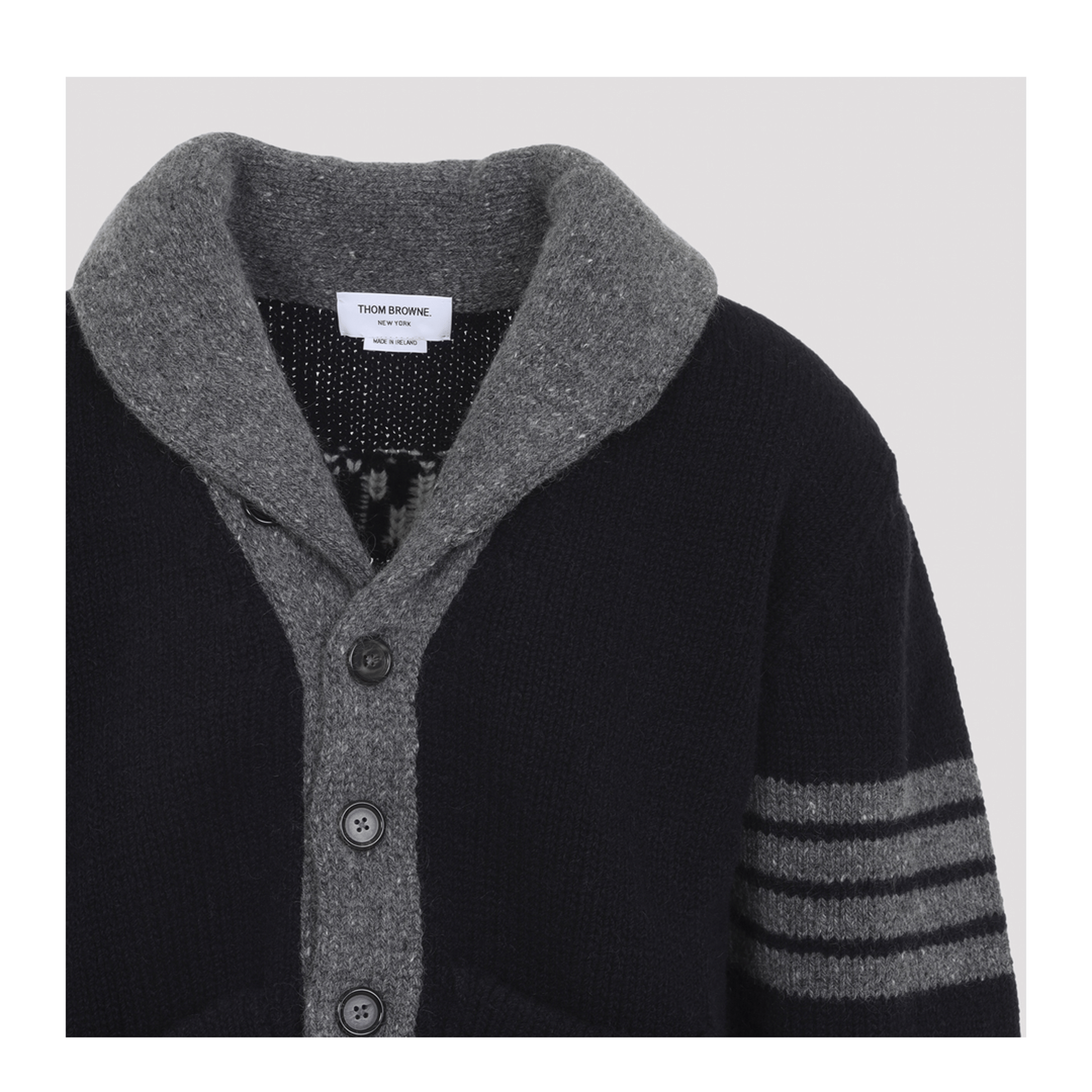 Thom Browne Jersey Intarsia Shawl Collar Cardigan