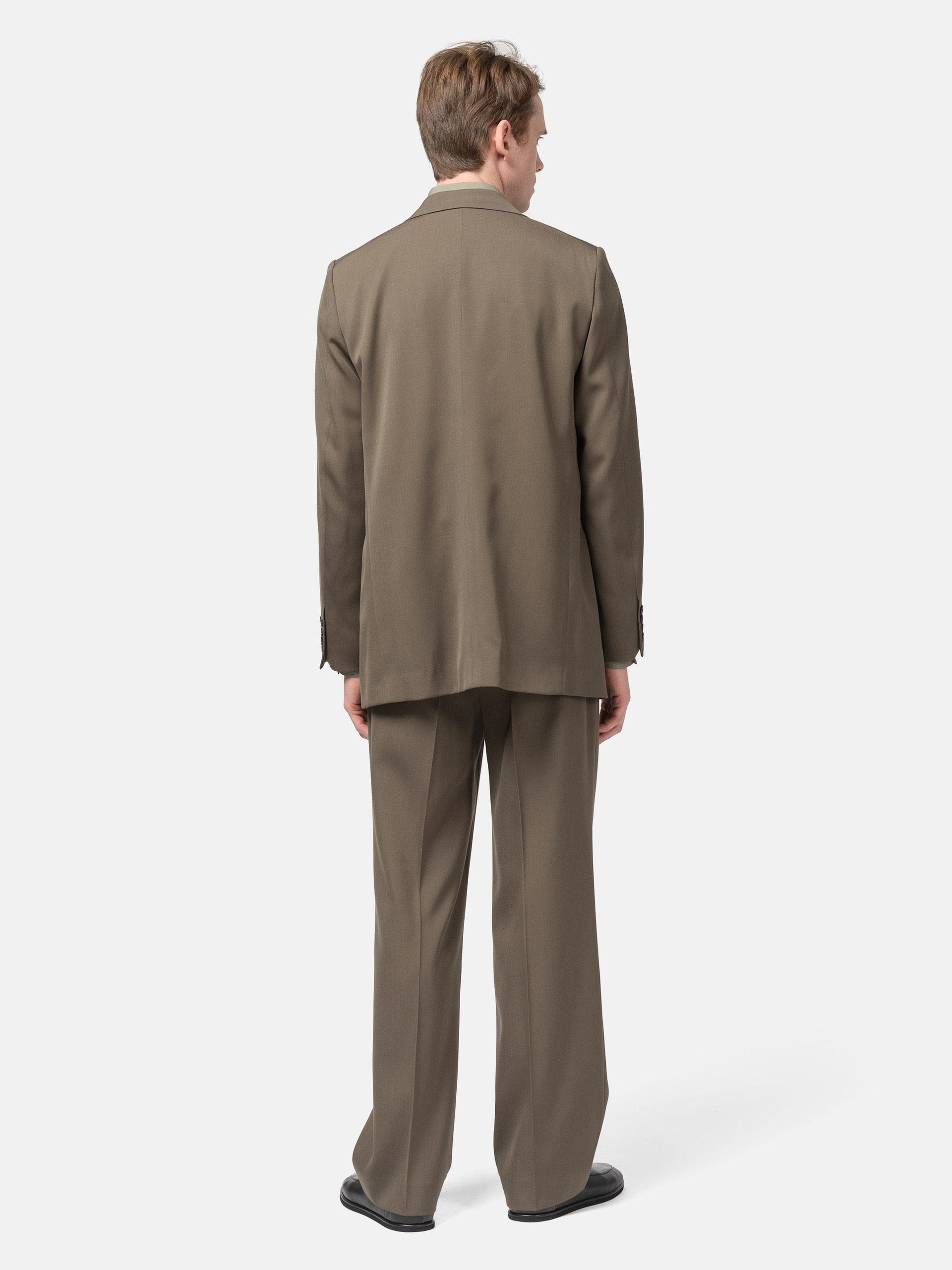 Auralee Light Wool Max Gabardine Two - Tuck Slacks Dark Olive Brown