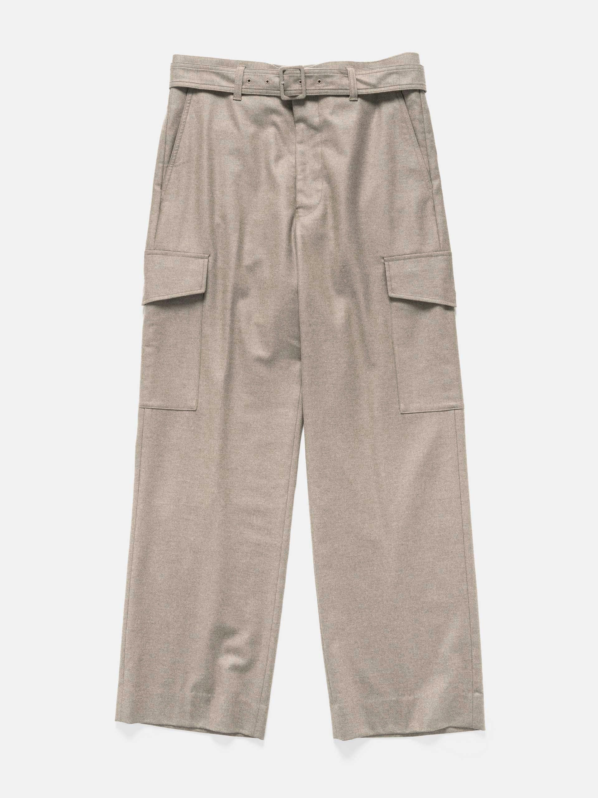 Auralee Wool Fulling Flannel Cargo Slacks Top Brown