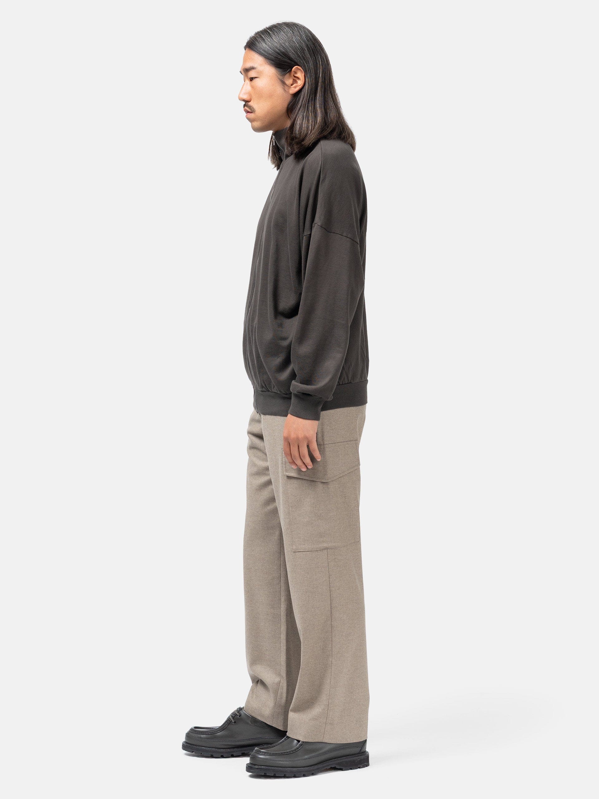Auralee Wool Fulling Flannel Cargo Slacks Top Brown