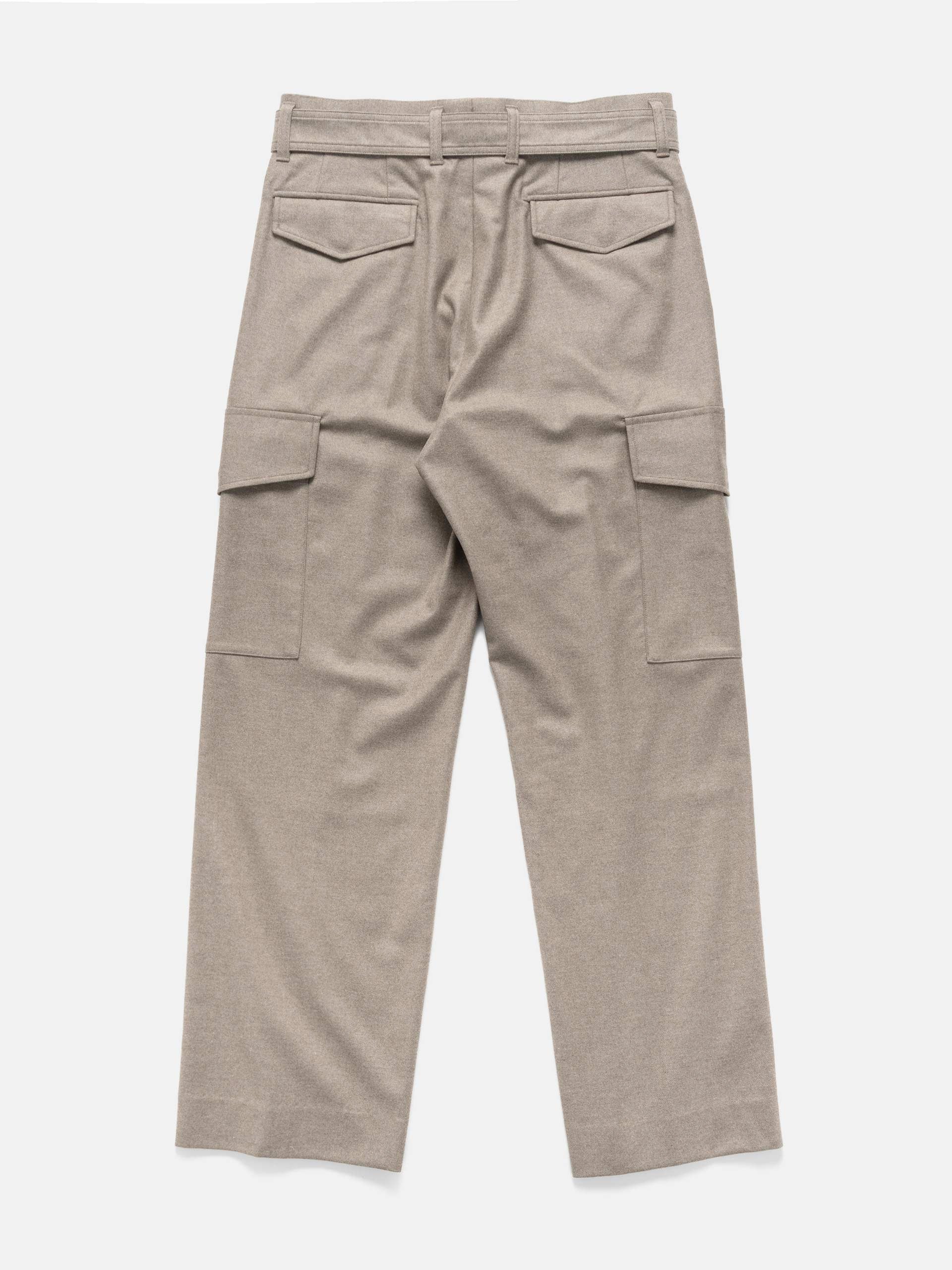 Auralee Wool Fulling Flannel Cargo Slacks Top Brown